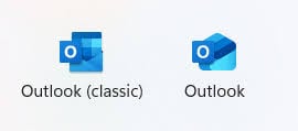 Outlook (classic) icon next to the new Outlook icon
