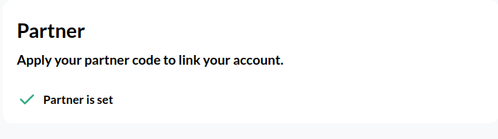 Partner code successfully set