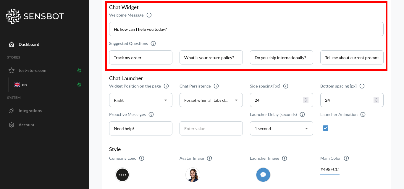 Welcome experience configuration