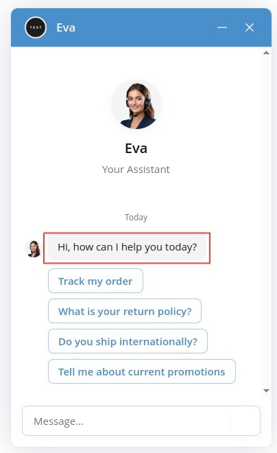 Welcome message configuration