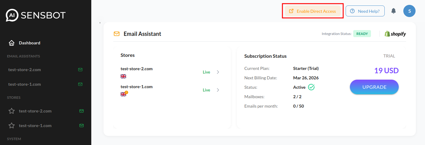 Enable standalone access button