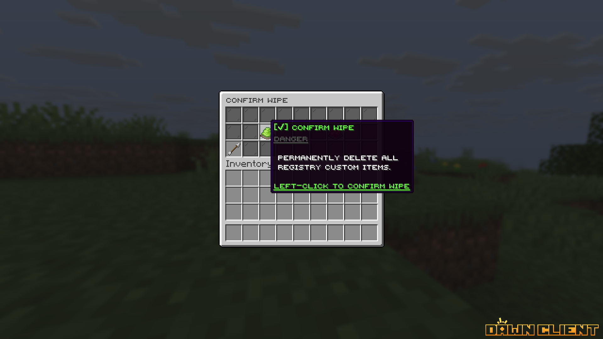 SentryLore Confirm Wipe GUI