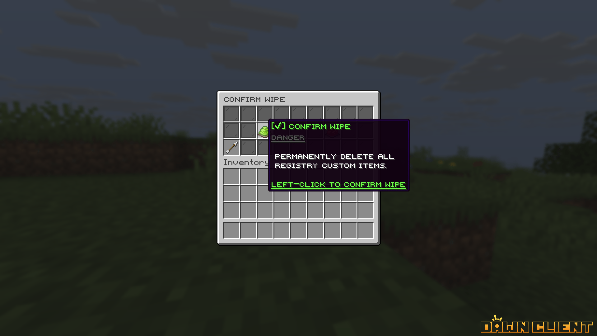 SentryLore Confirm Wipe GUI