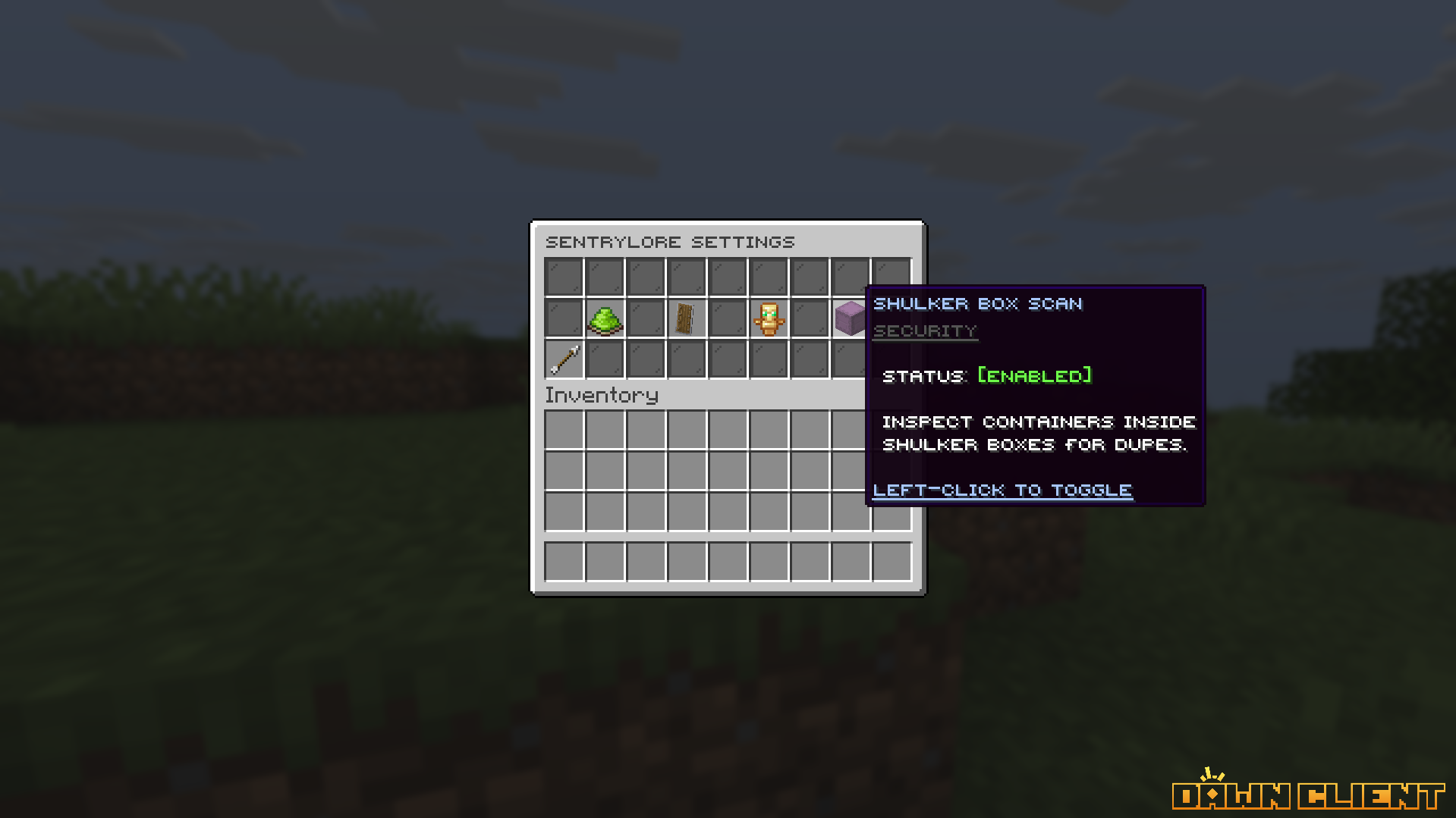 SentryLore Settings GUI
