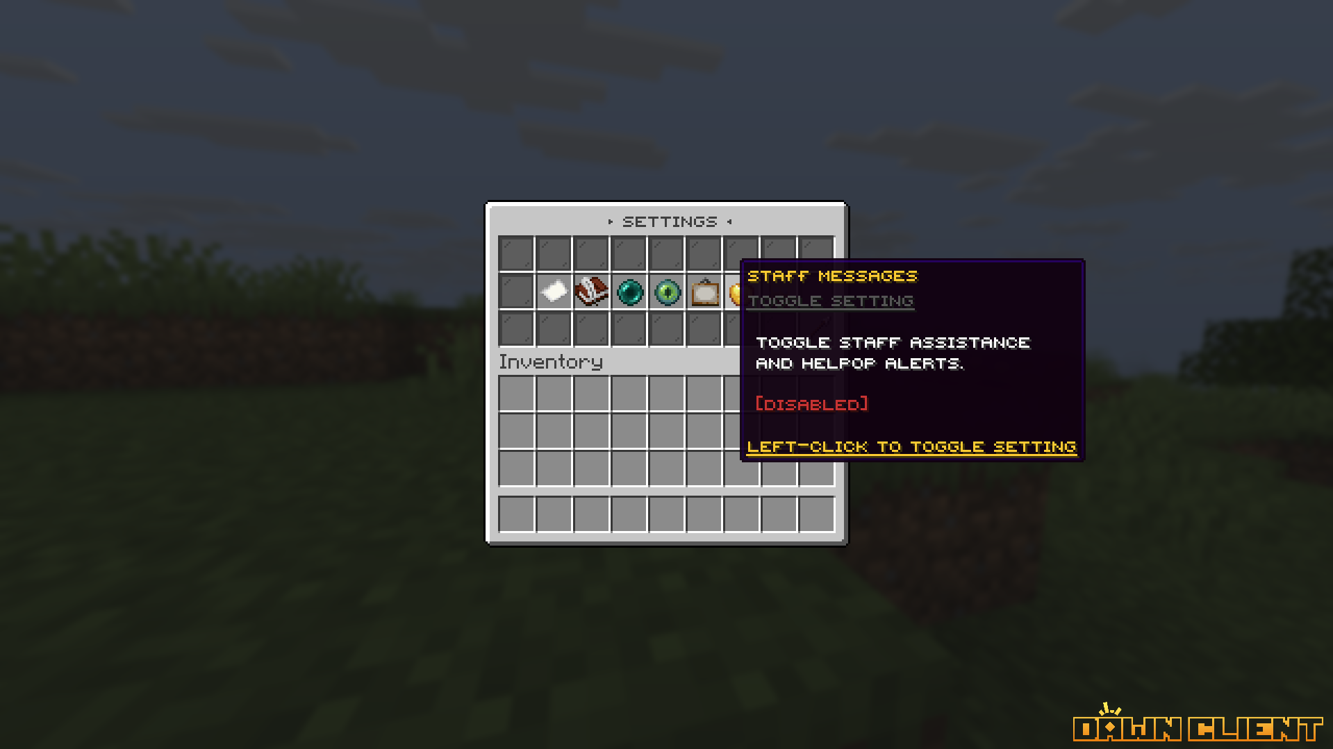 SentrySettings Menu