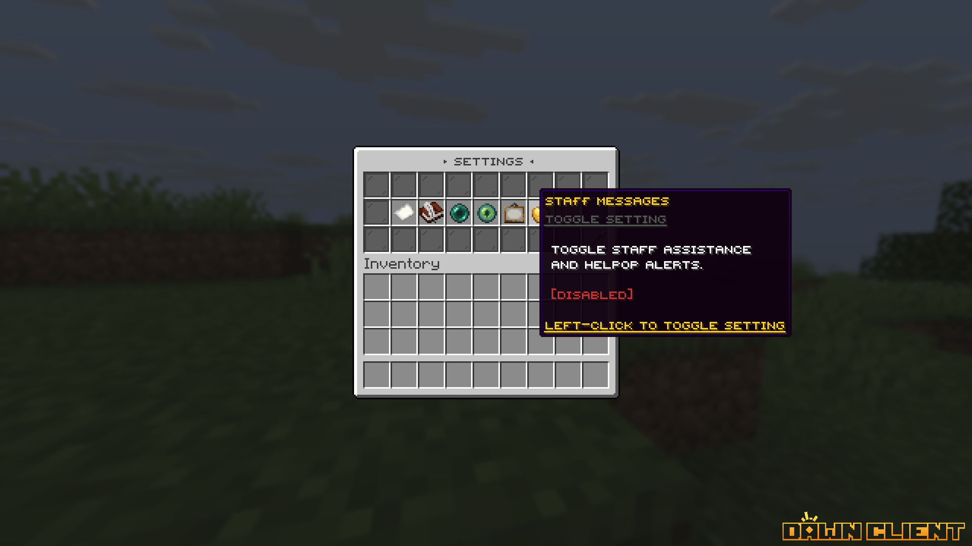 SentrySettings Menu