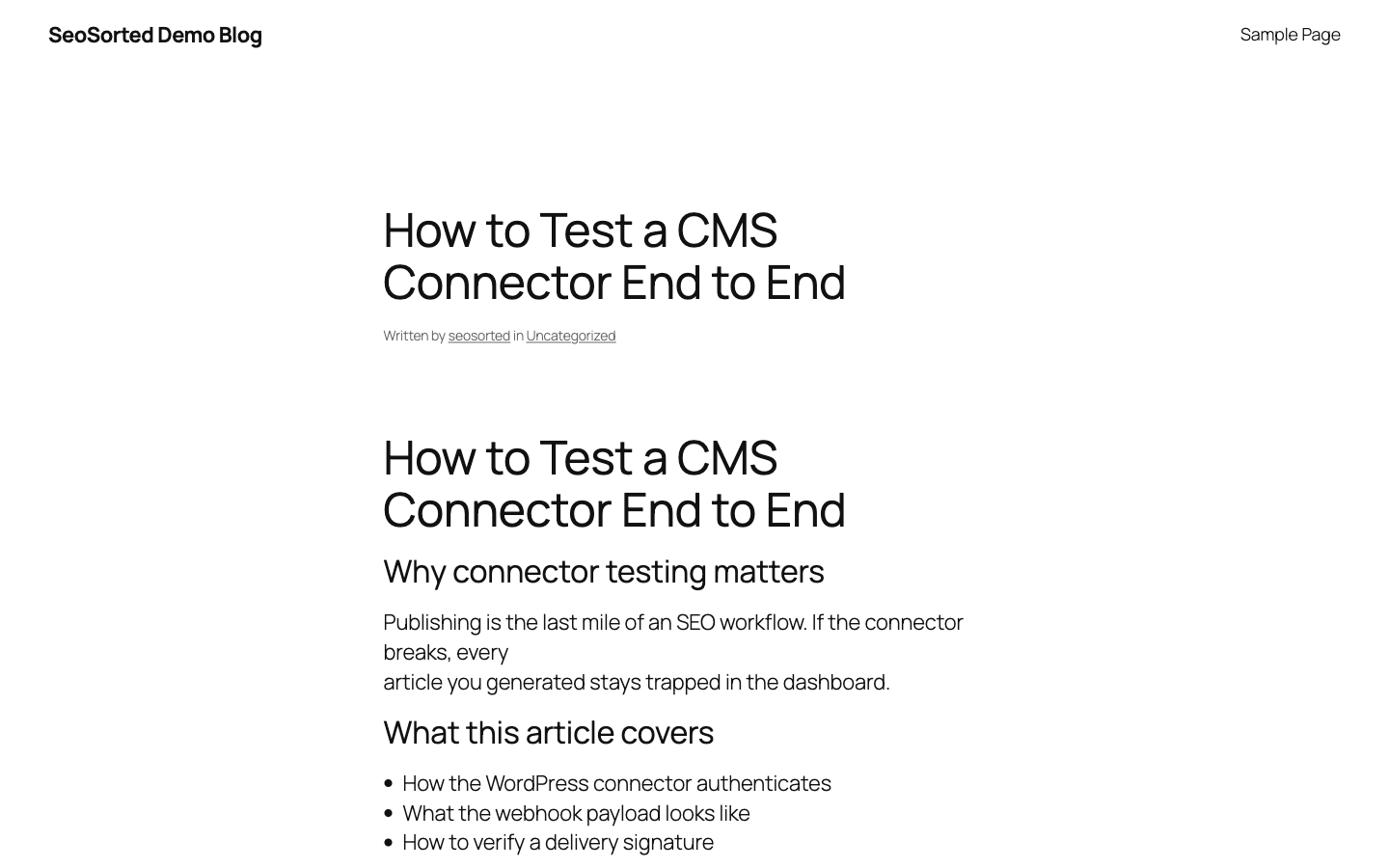The published article rendered on the WordPress blog