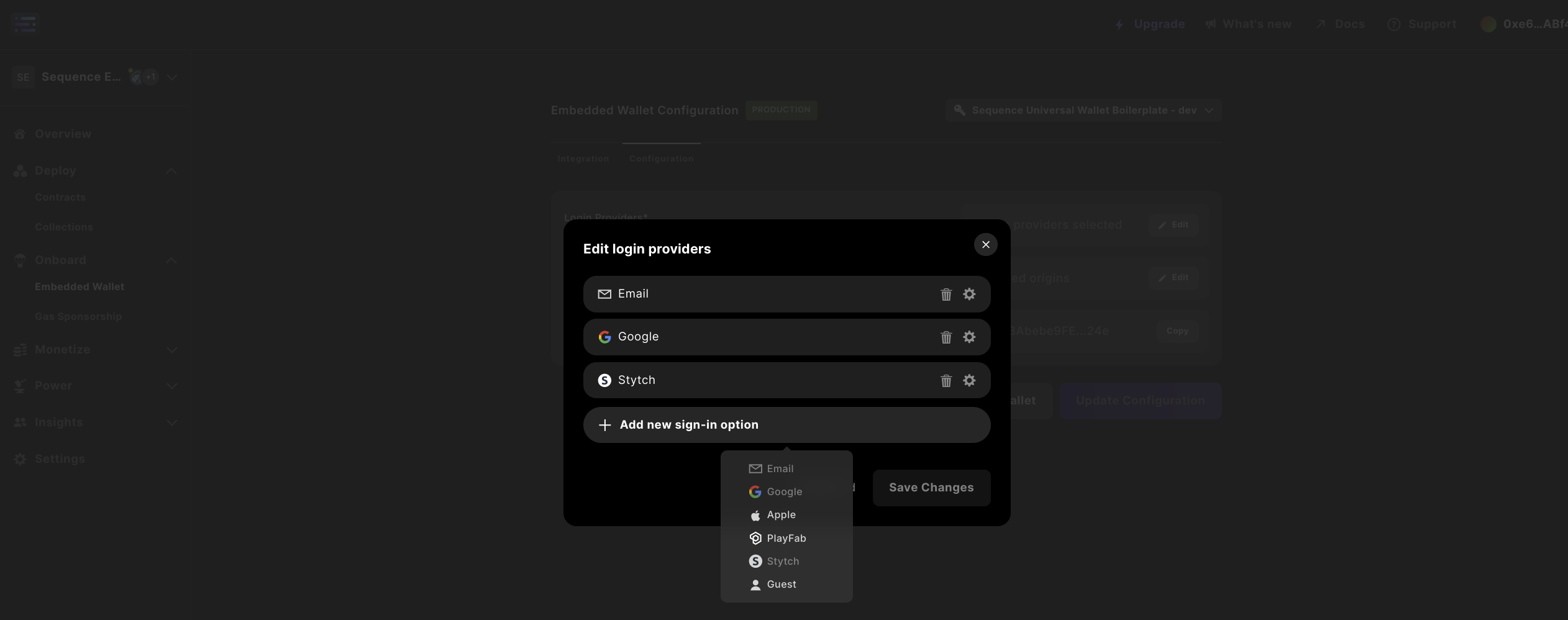 ゲストウォレットを選択