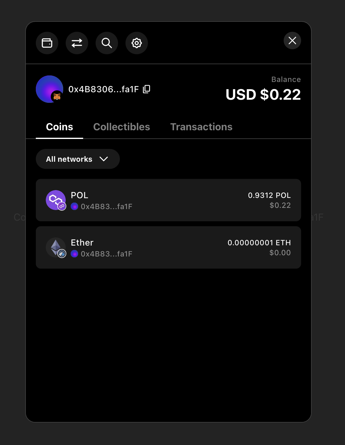 ウォレットウィジェット