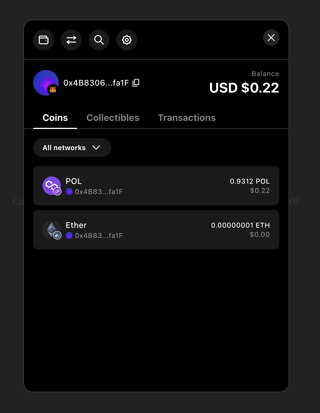 ウォレットウィジェット