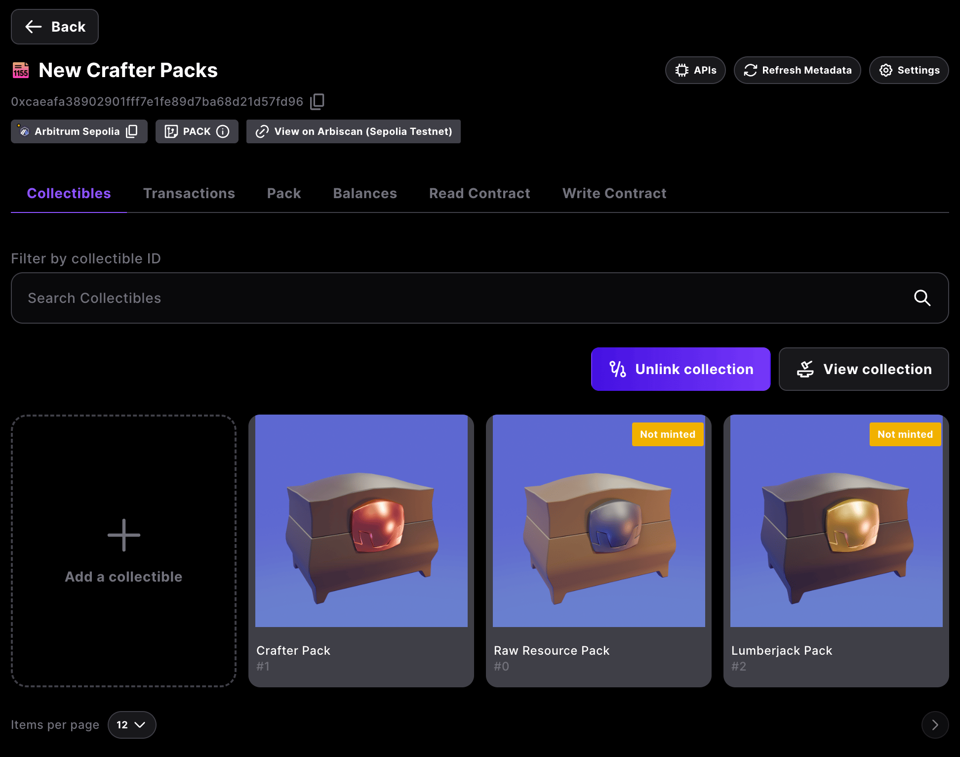 Pack contract overview