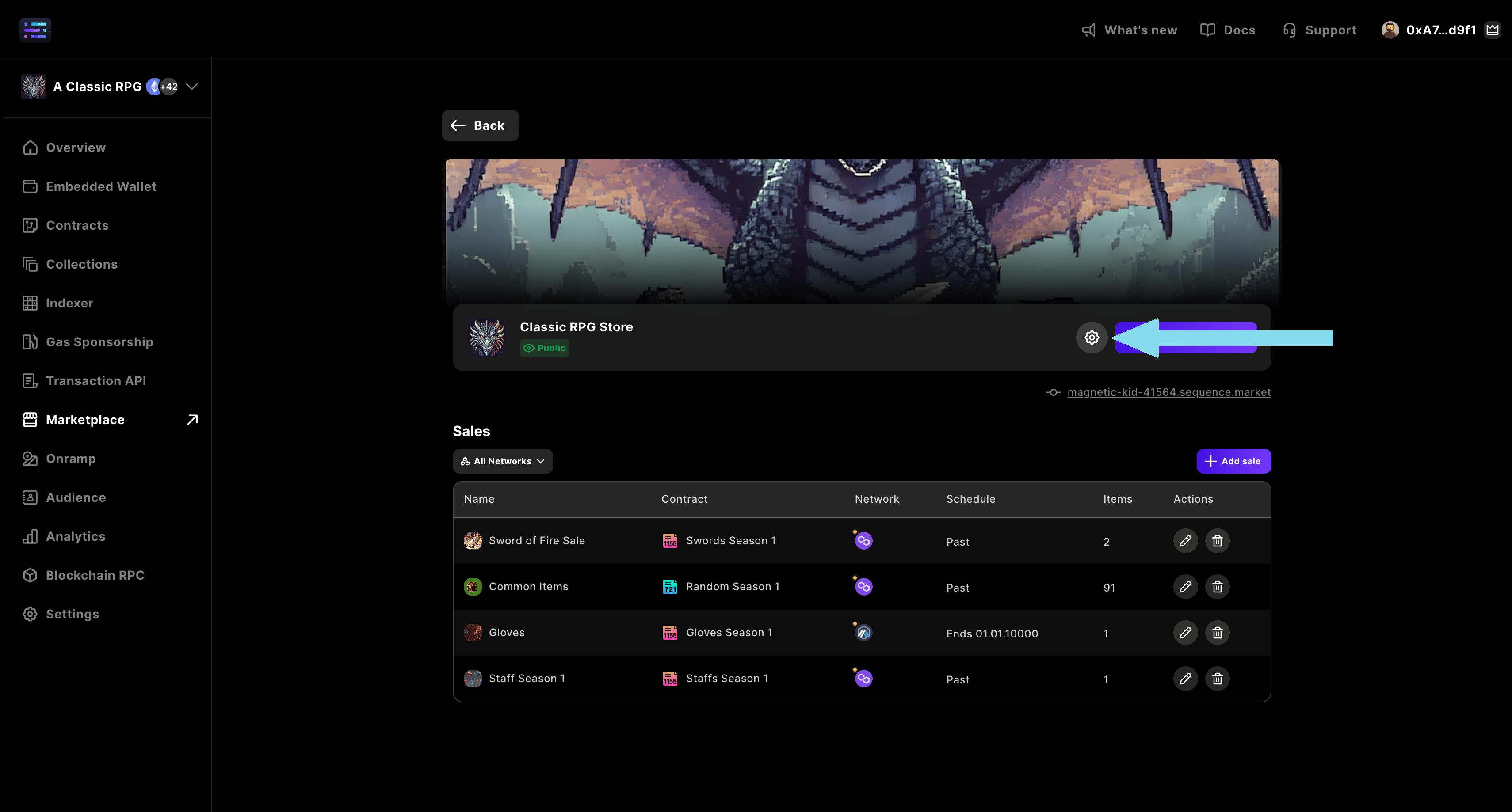 marketplace settings