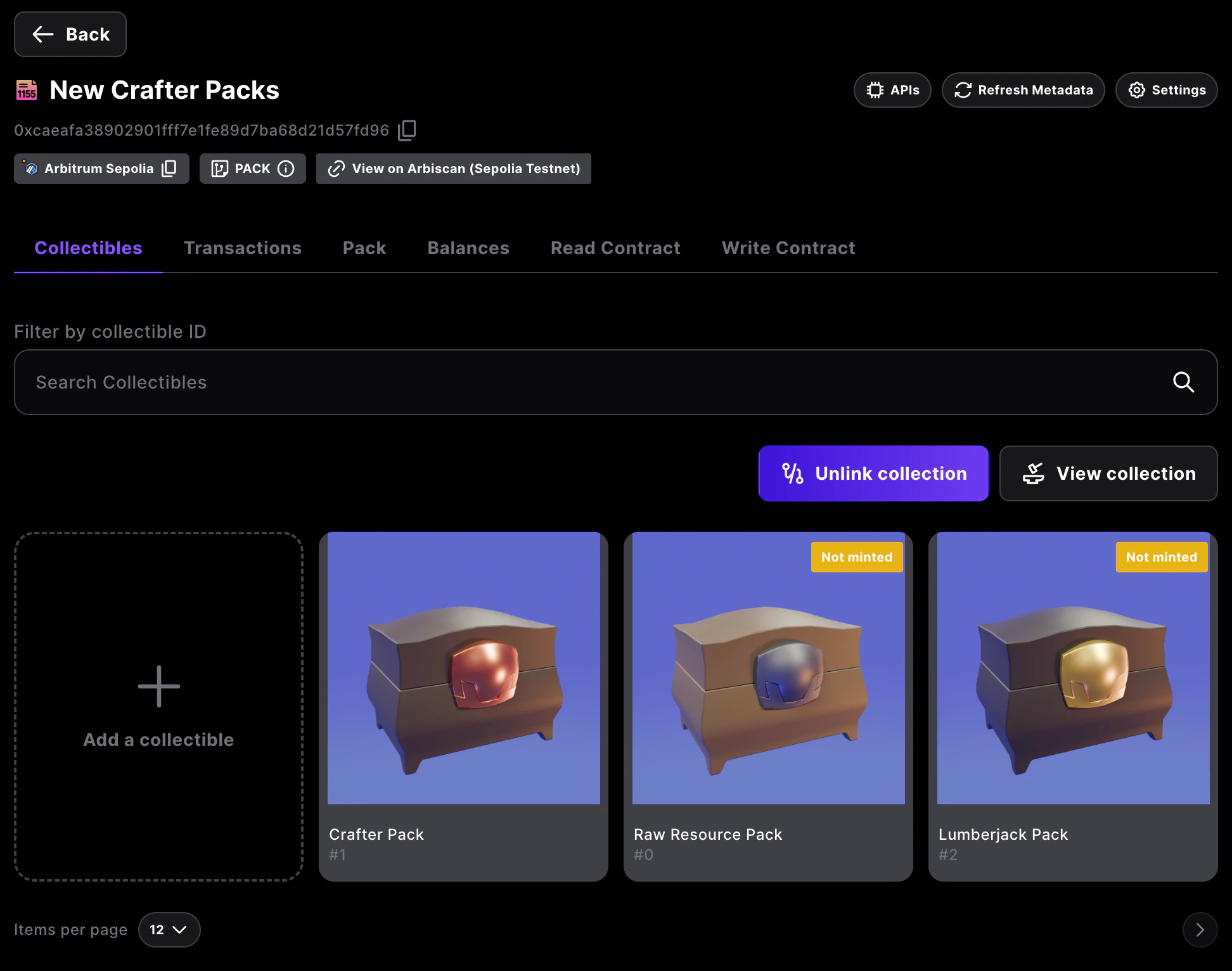 Pack contract overview