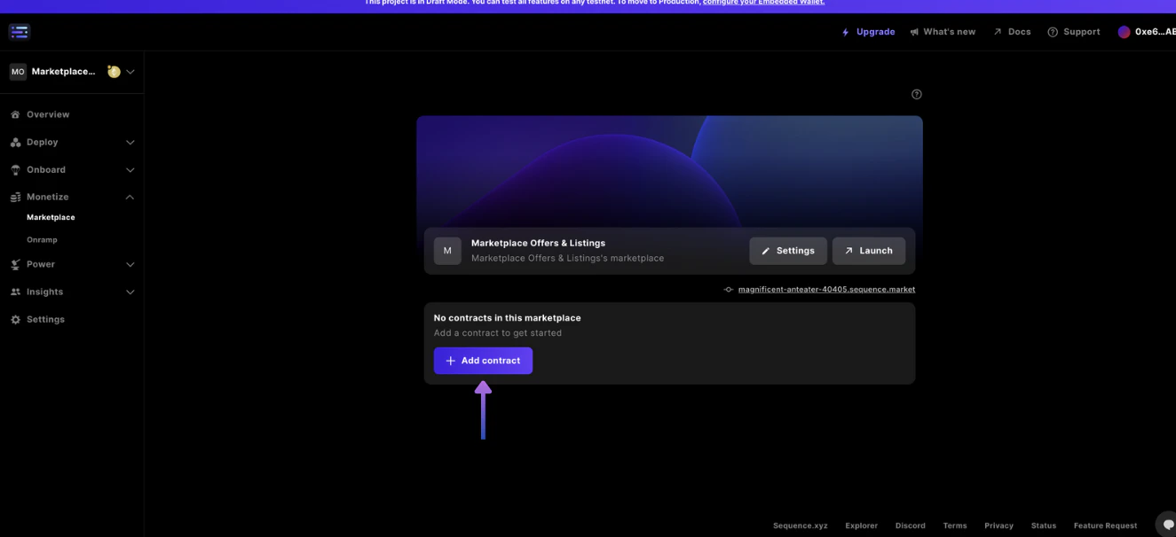 add new contract to marketplace