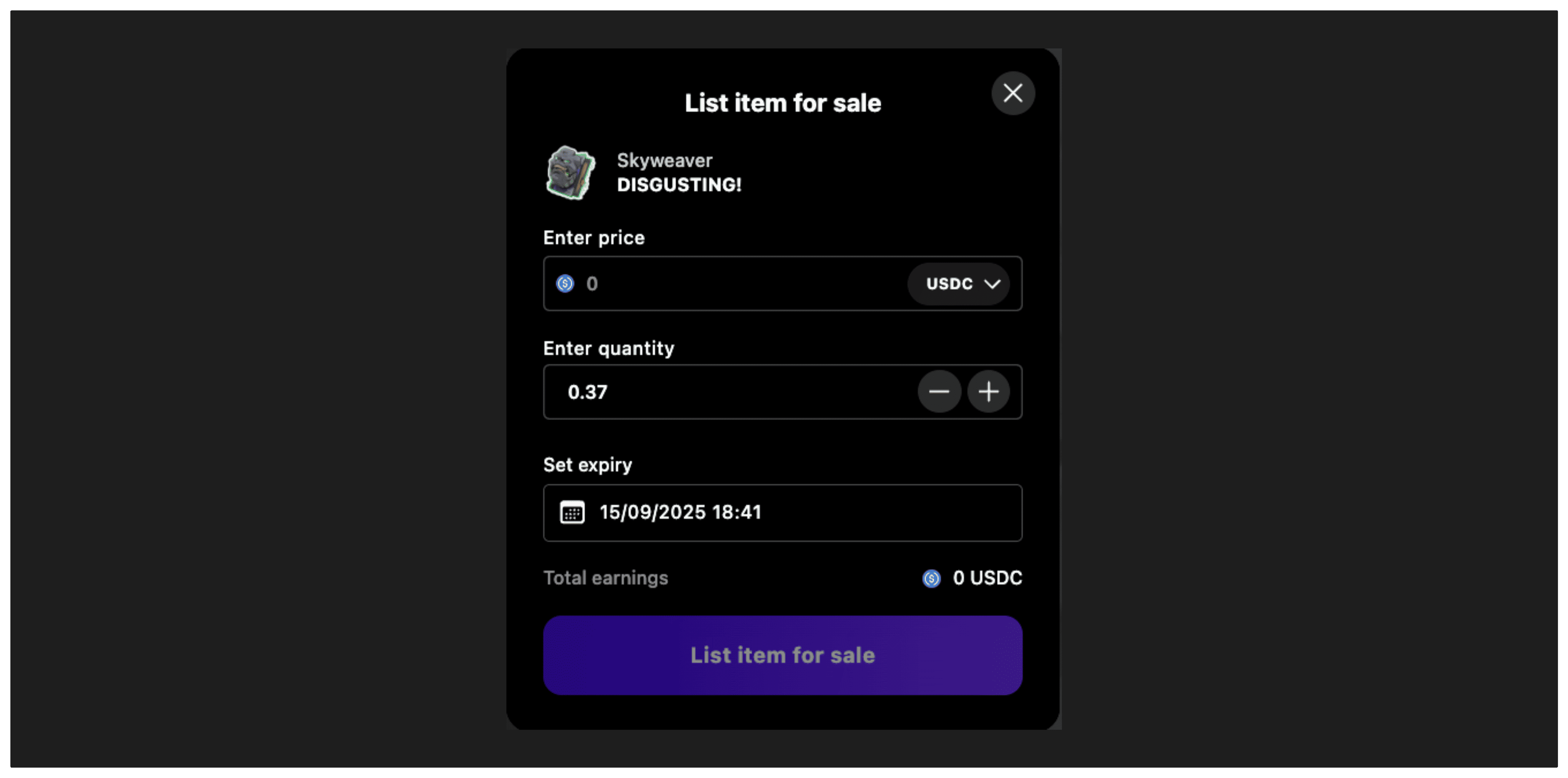 Create Listing Modal
