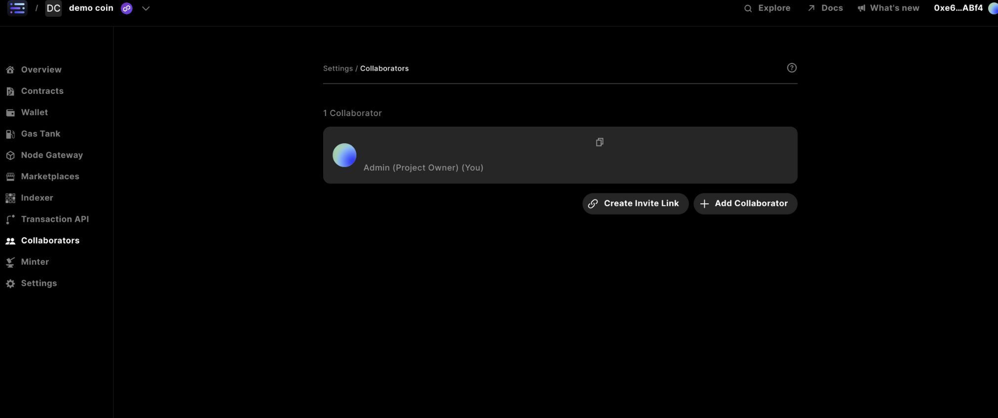 Builder settings select Collaborators