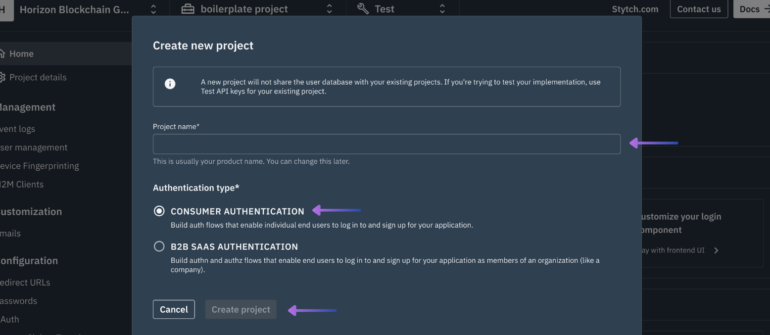 新規プロジェクト作成