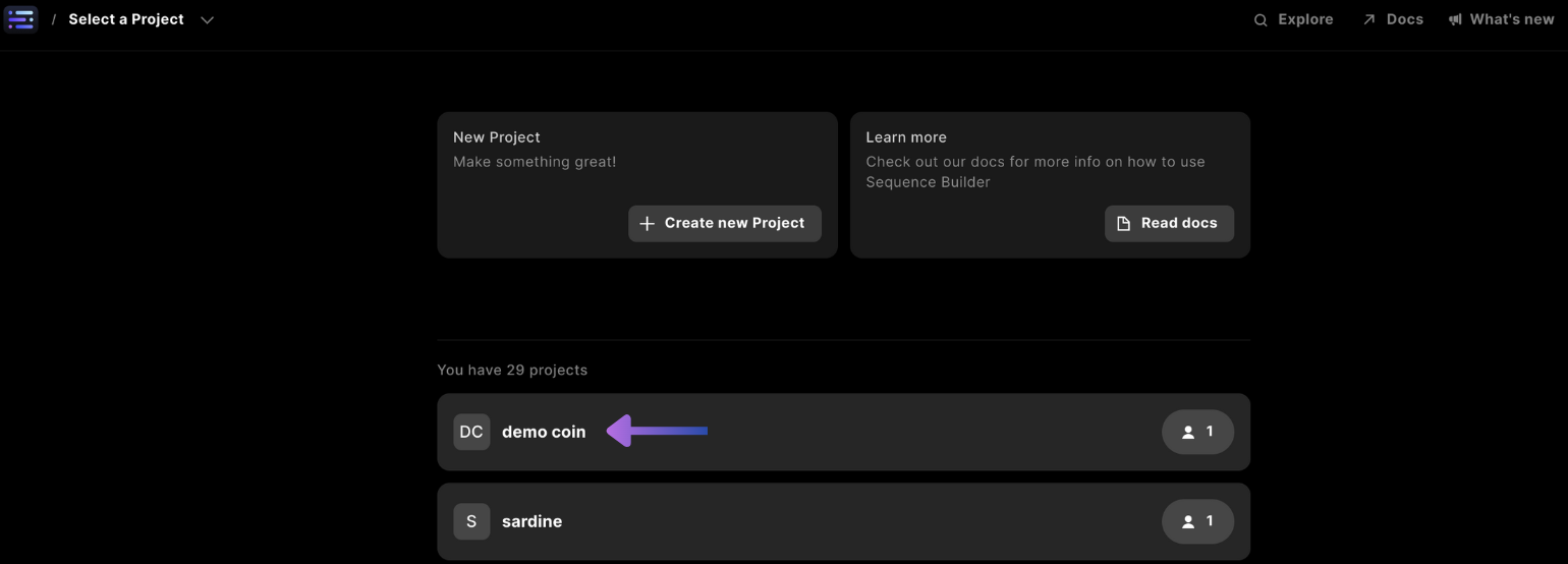 Builder select Project