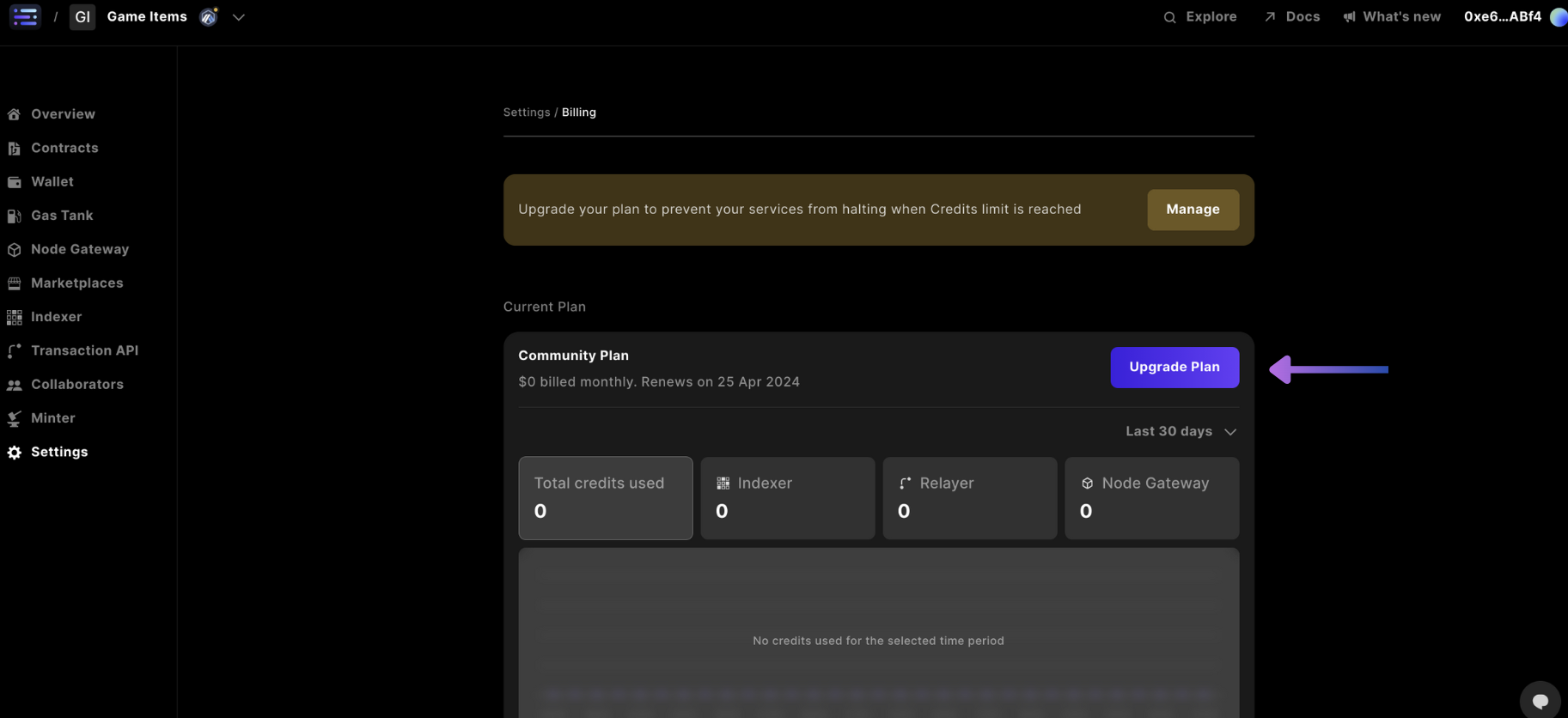 Builder settings billing select upgrade plan