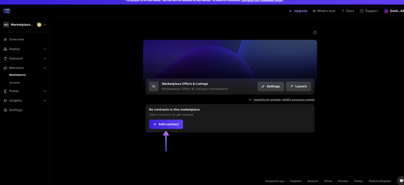 agregar nuevo contrato al marketplace