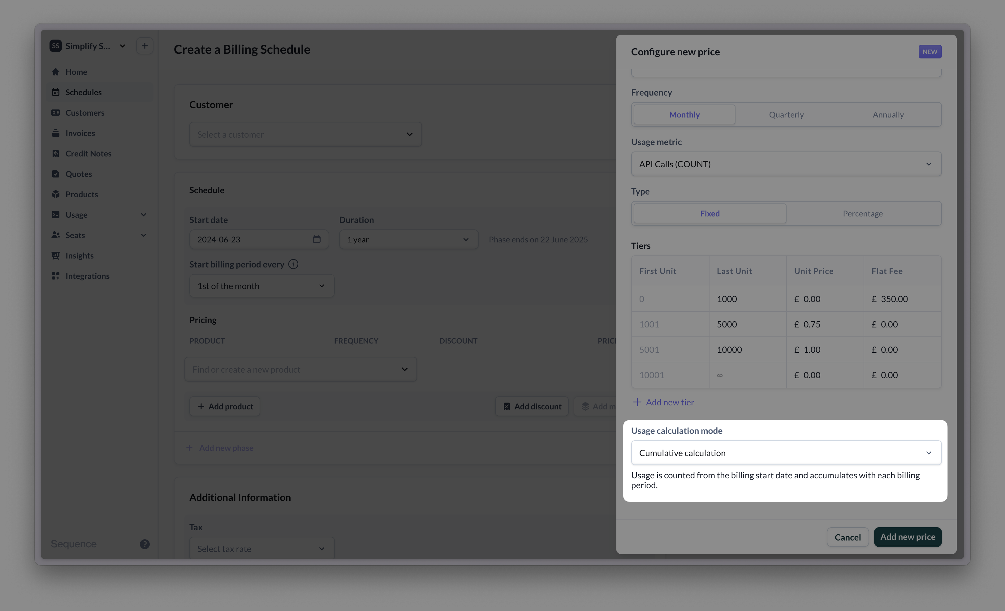 Usage calculation methods