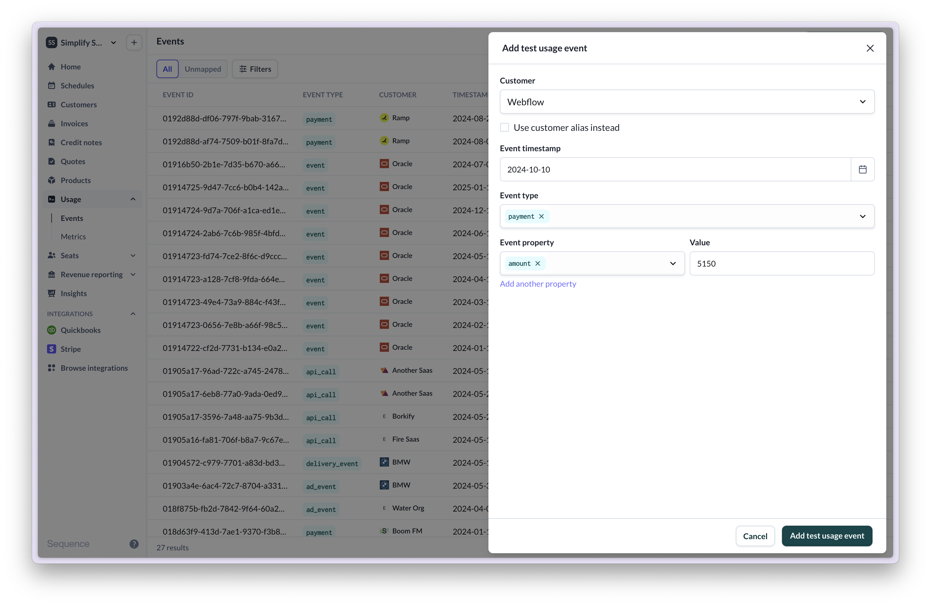 Add Usage event