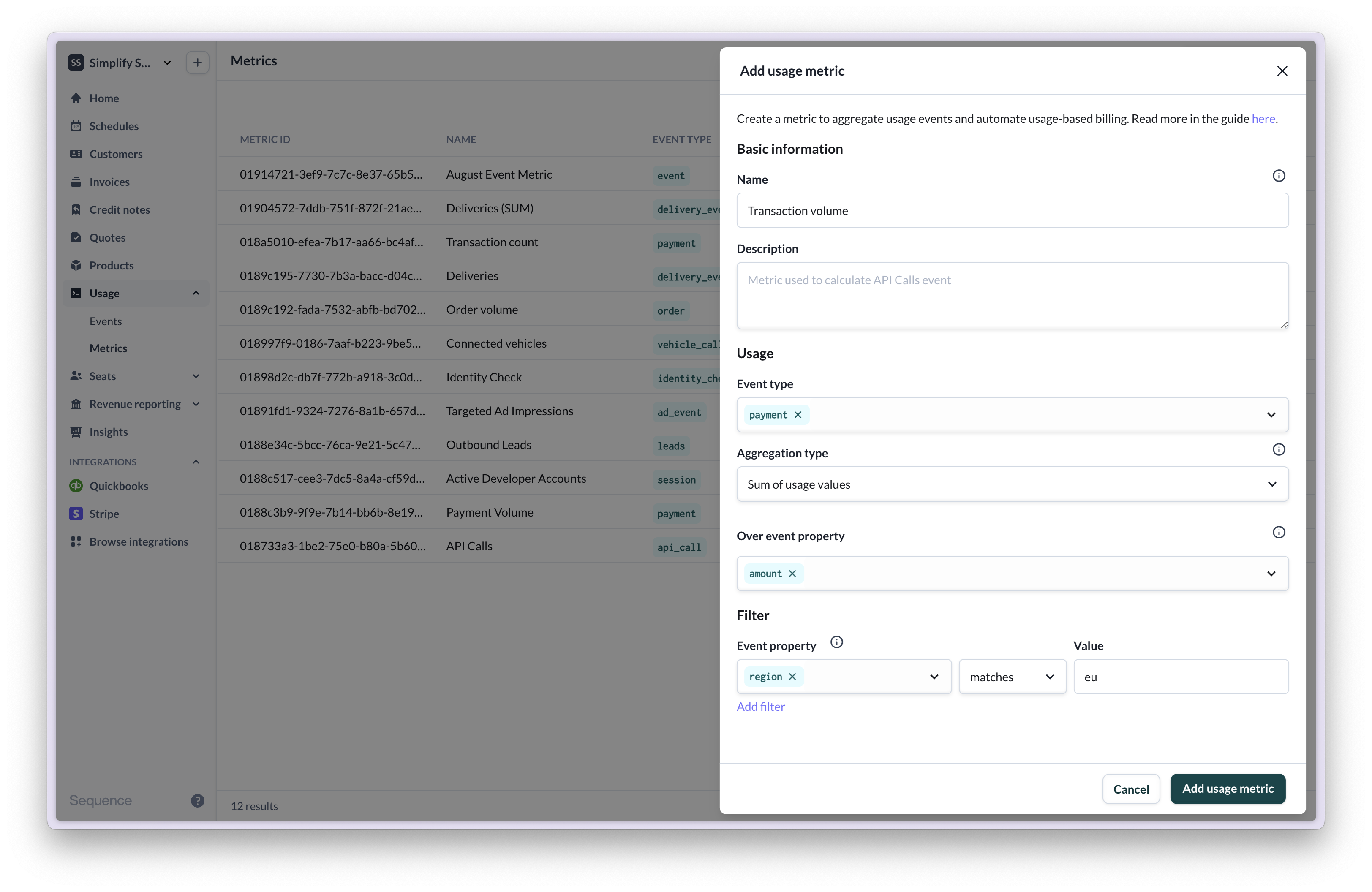 Add Usage metric