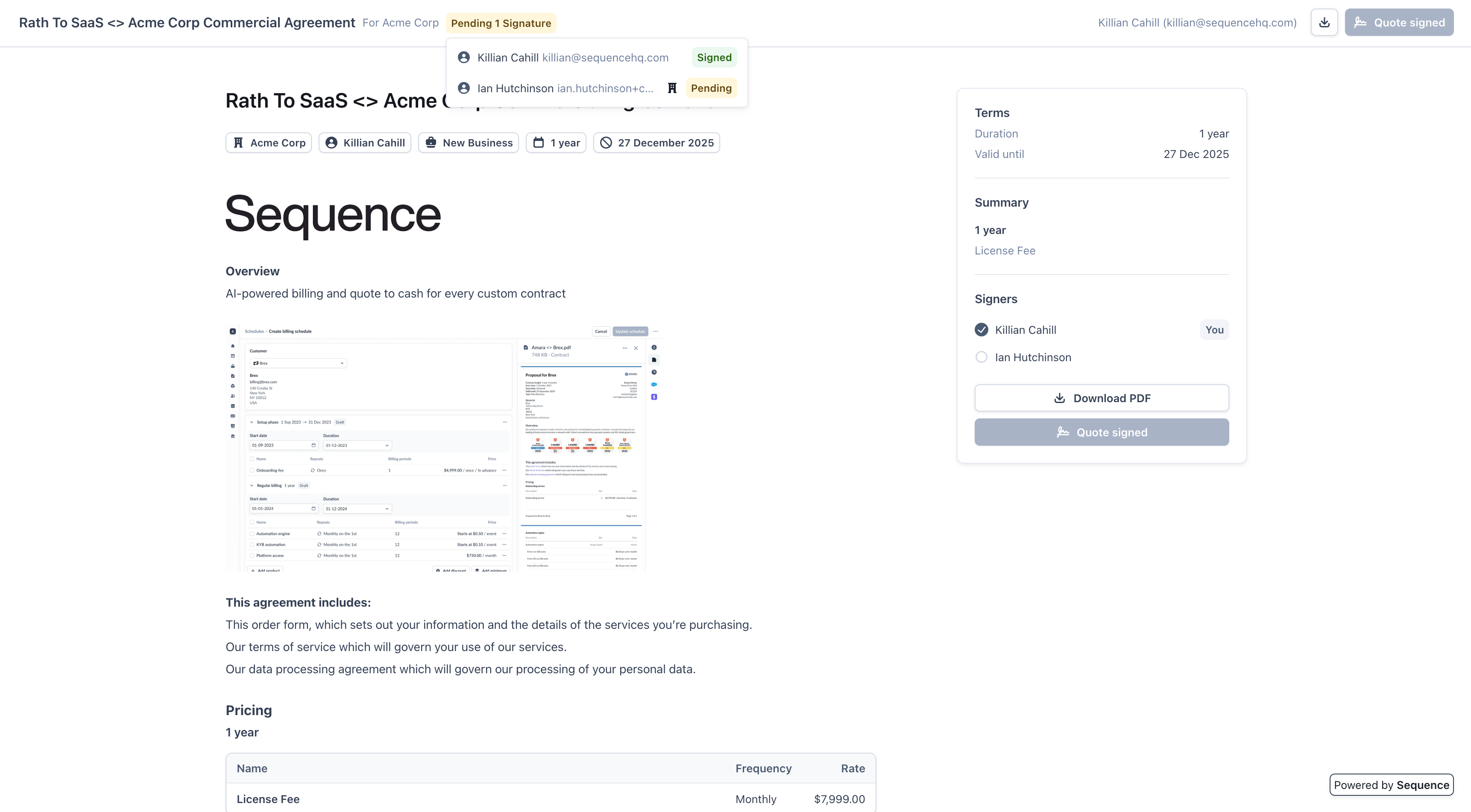 One party signed status
