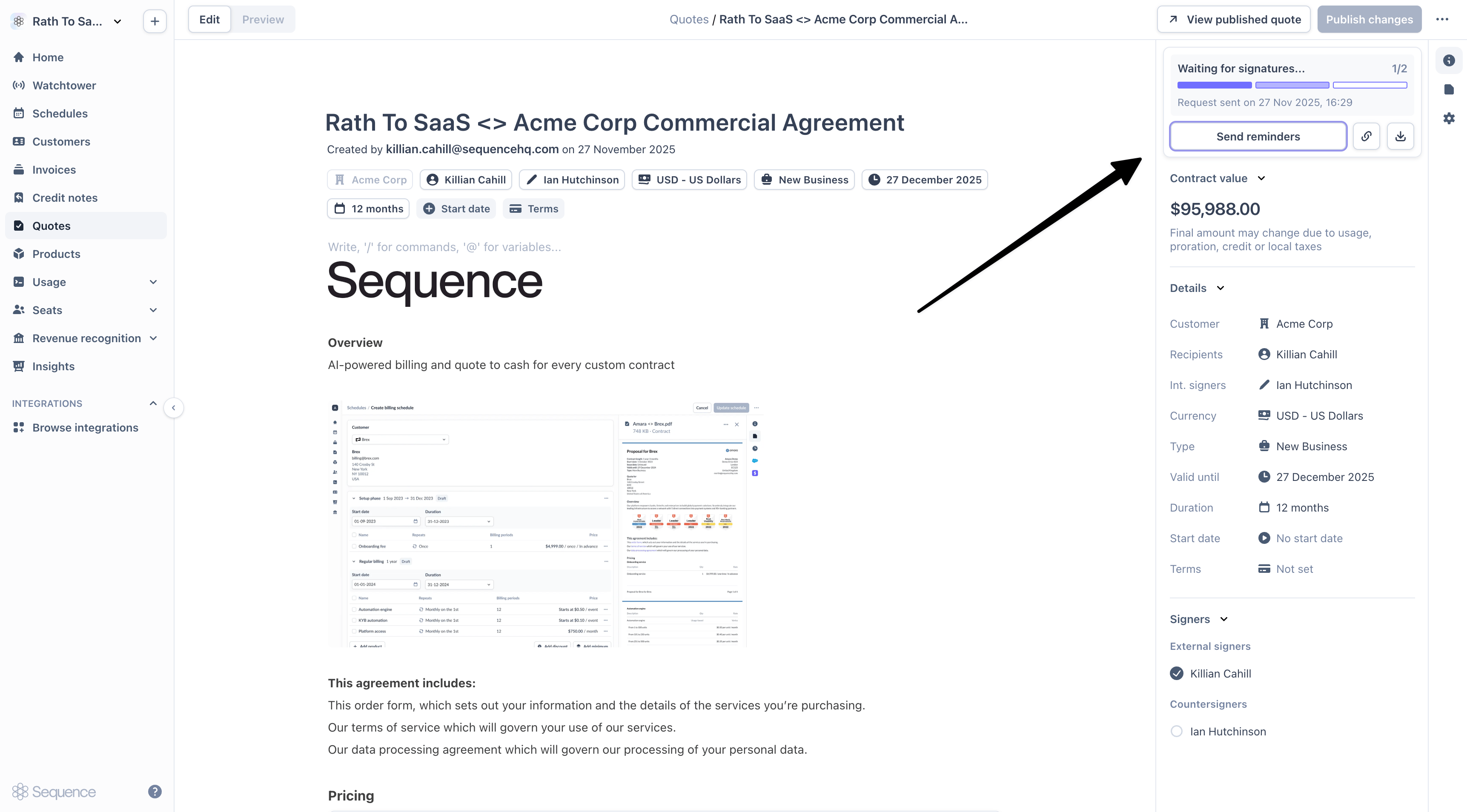 Send signature reminders