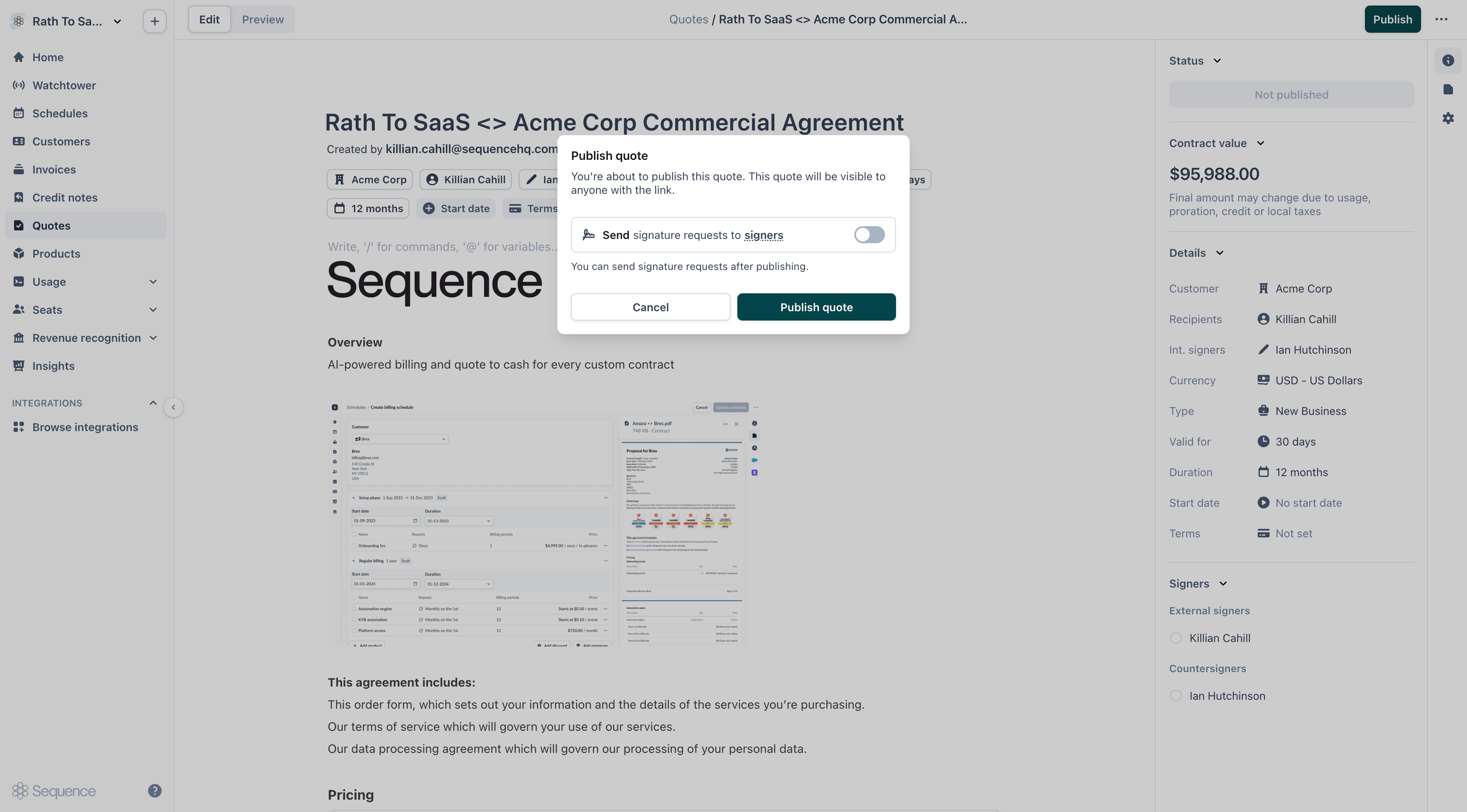 Publish quote as shareable link