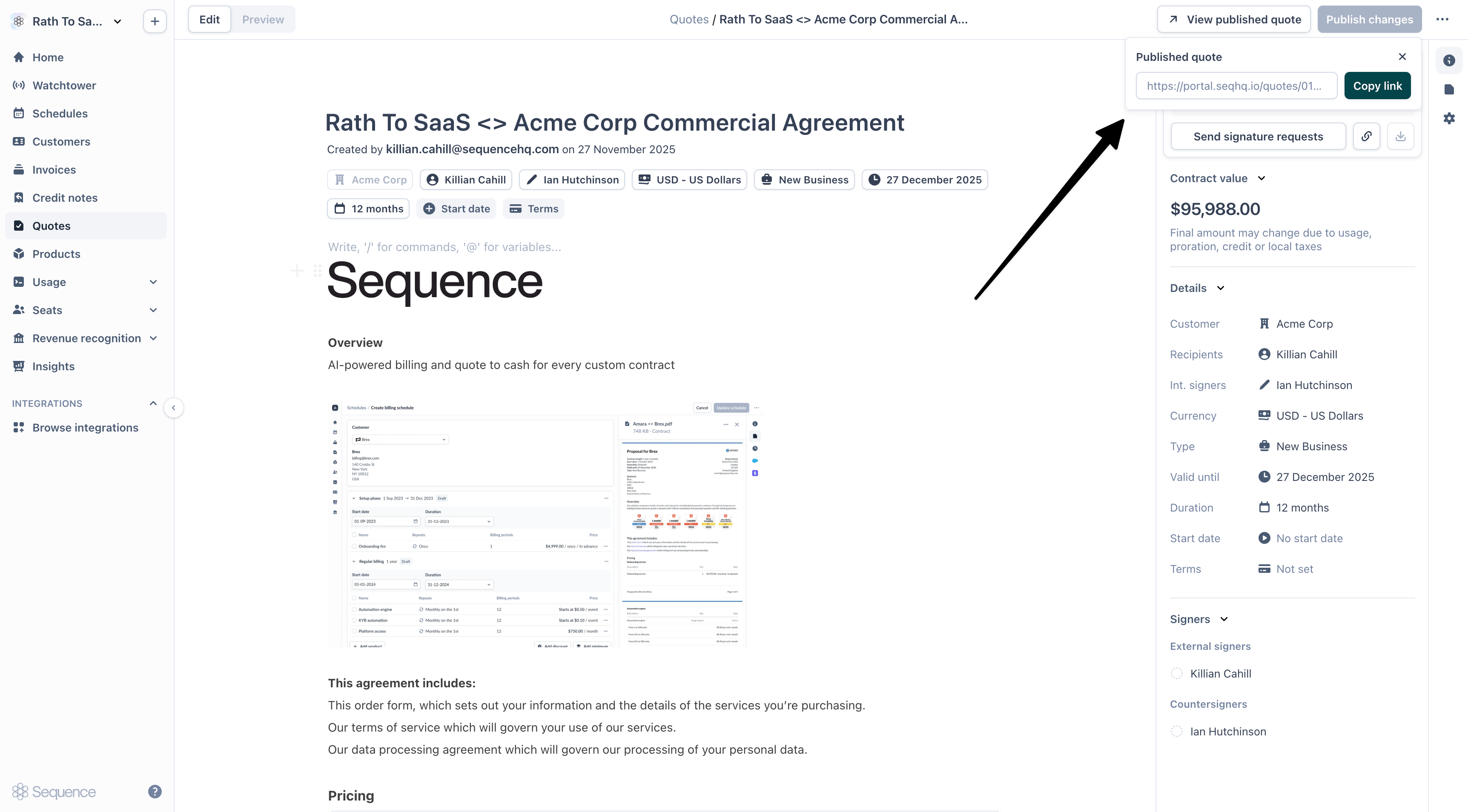 Quote shareable link