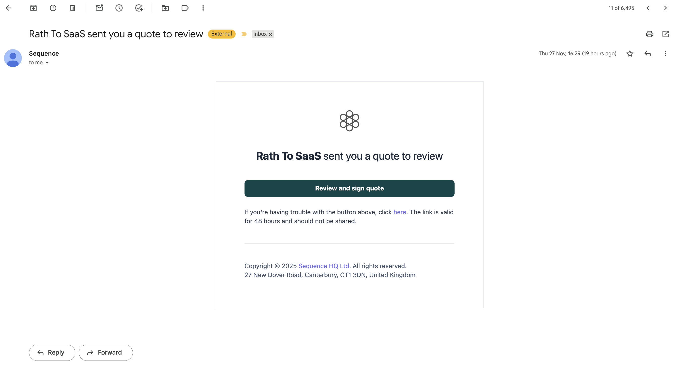 Signature request email