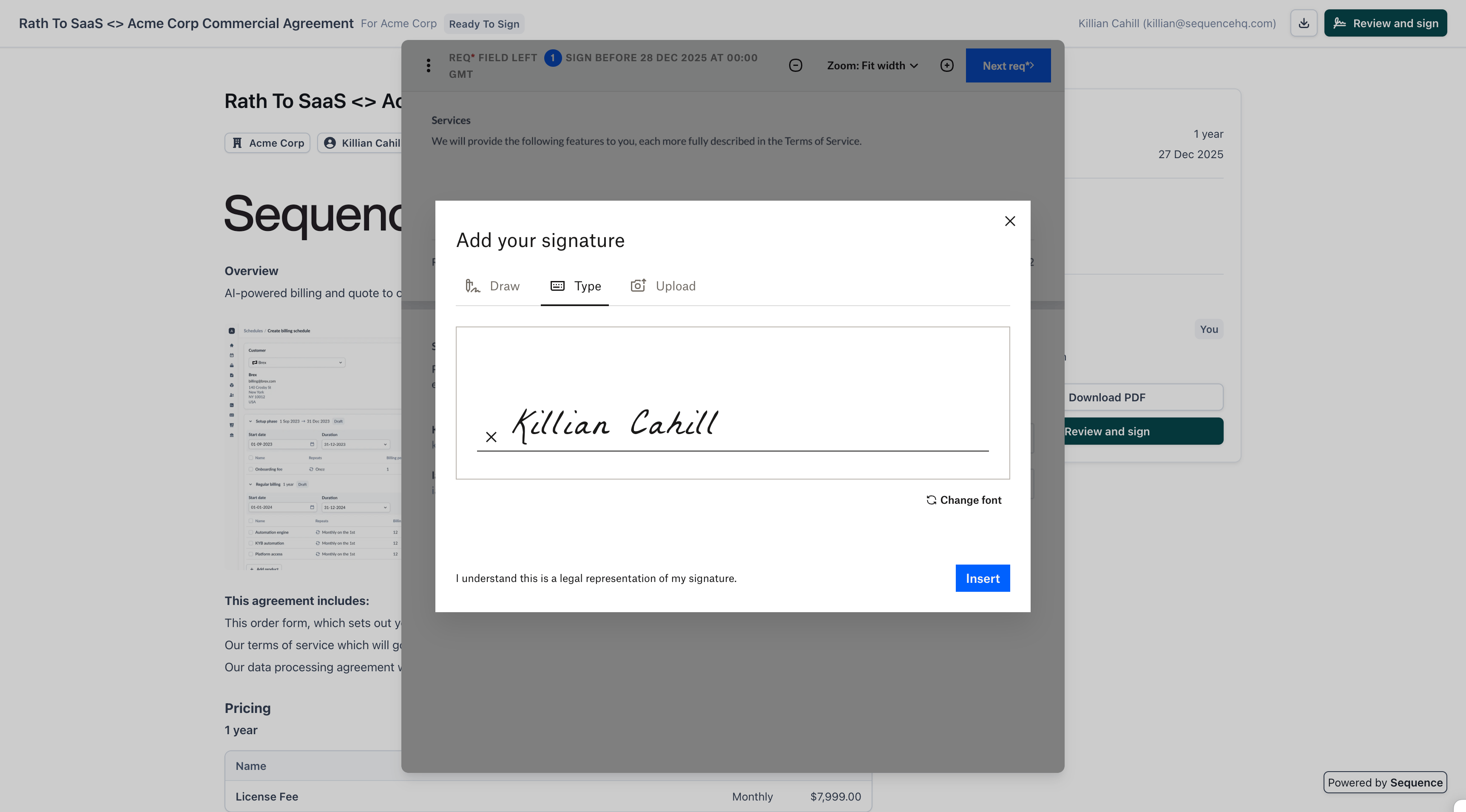 Add signature modal