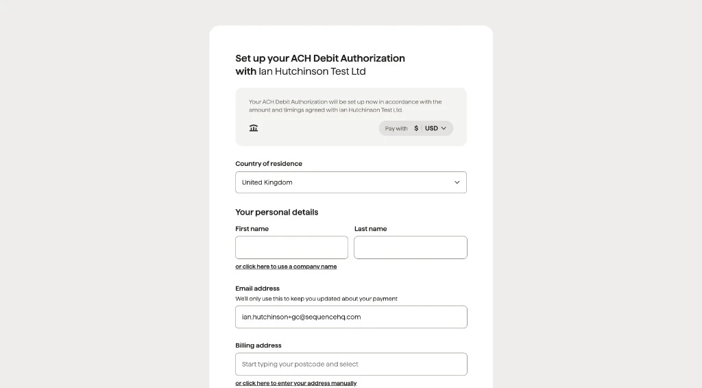 GoCardless hosted payment flow