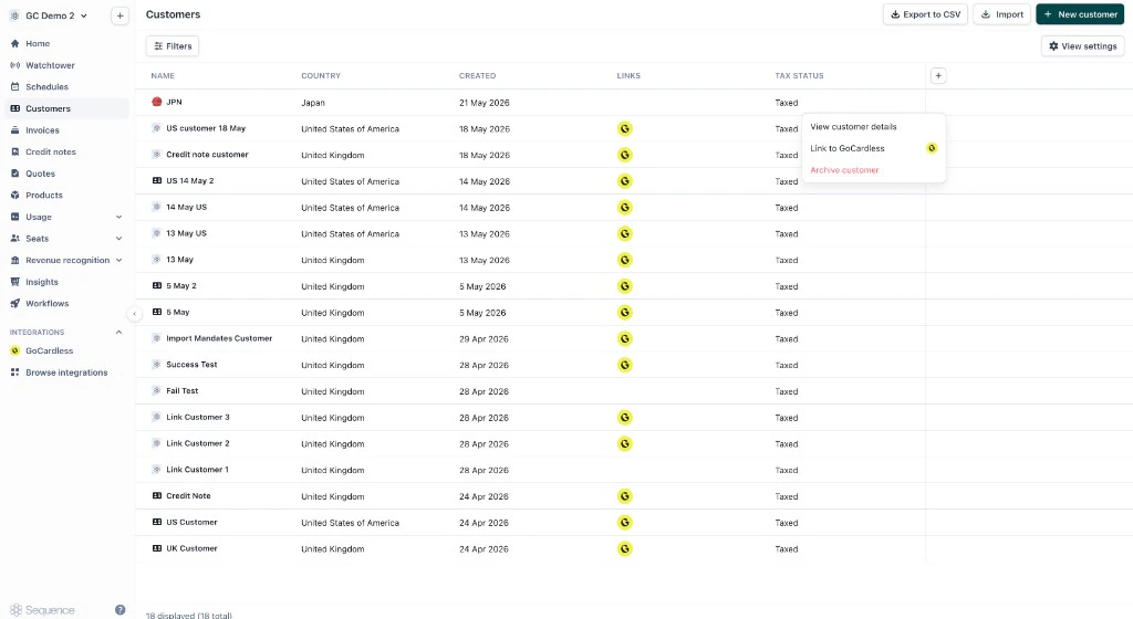 Link a Sequence customer to an existing GoCardless customer