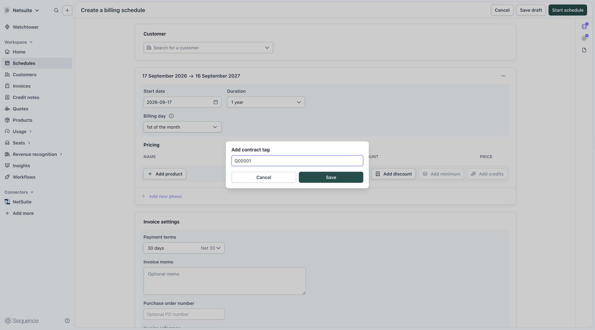 Add contract tag dialog
