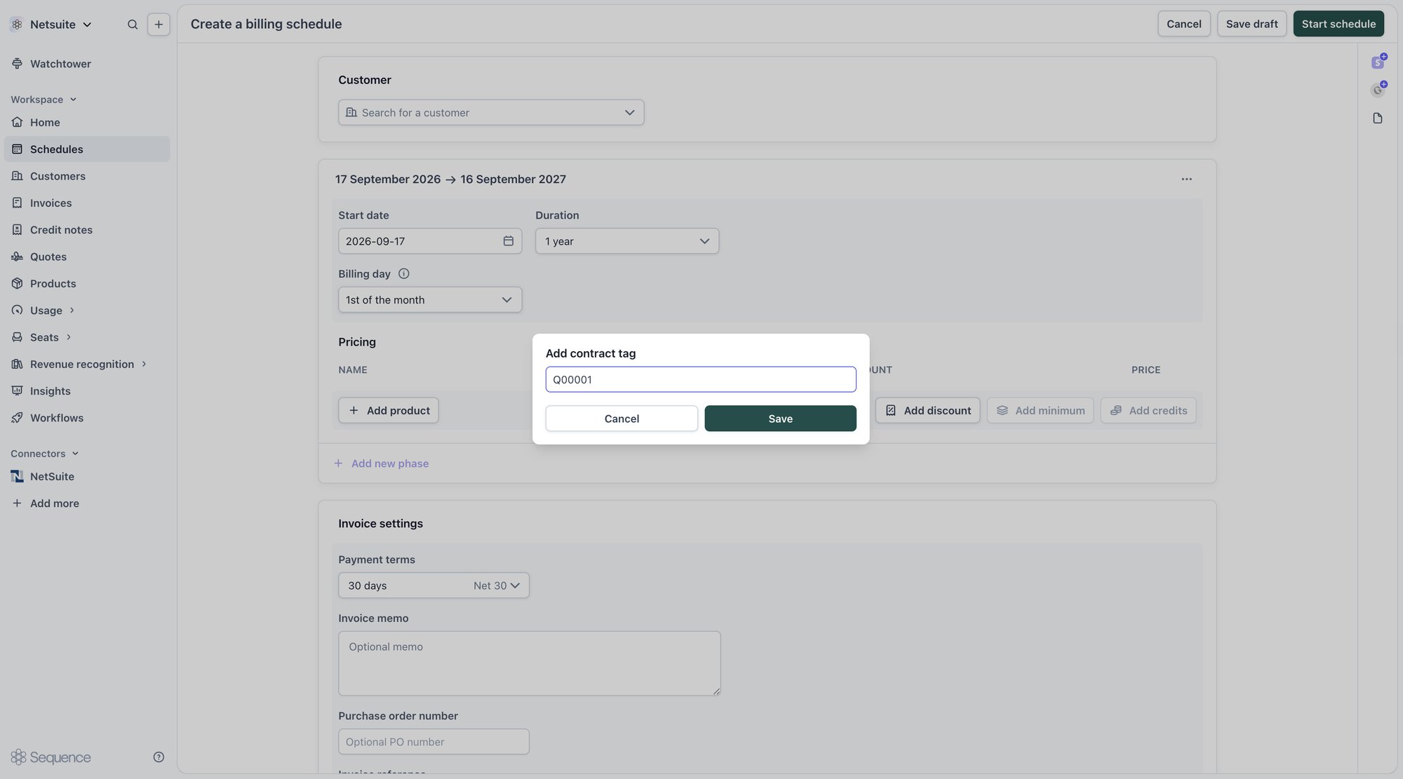Add contract tag dialog