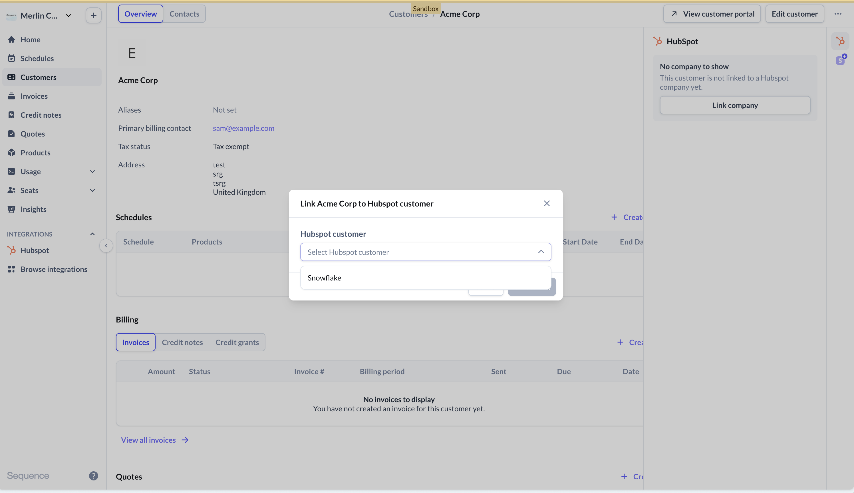 Link a customer to HubSpot