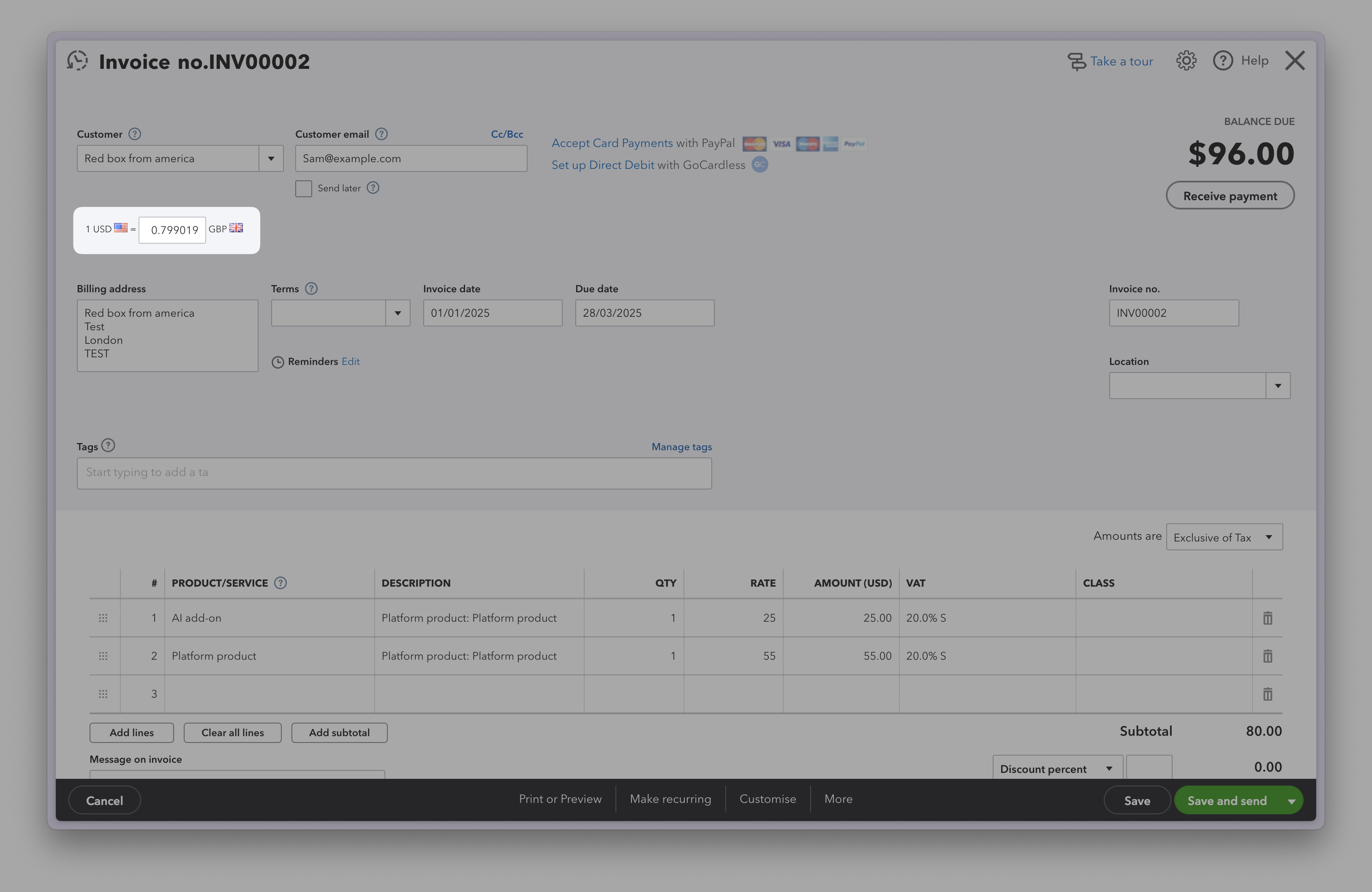 Currency conversion in QBO