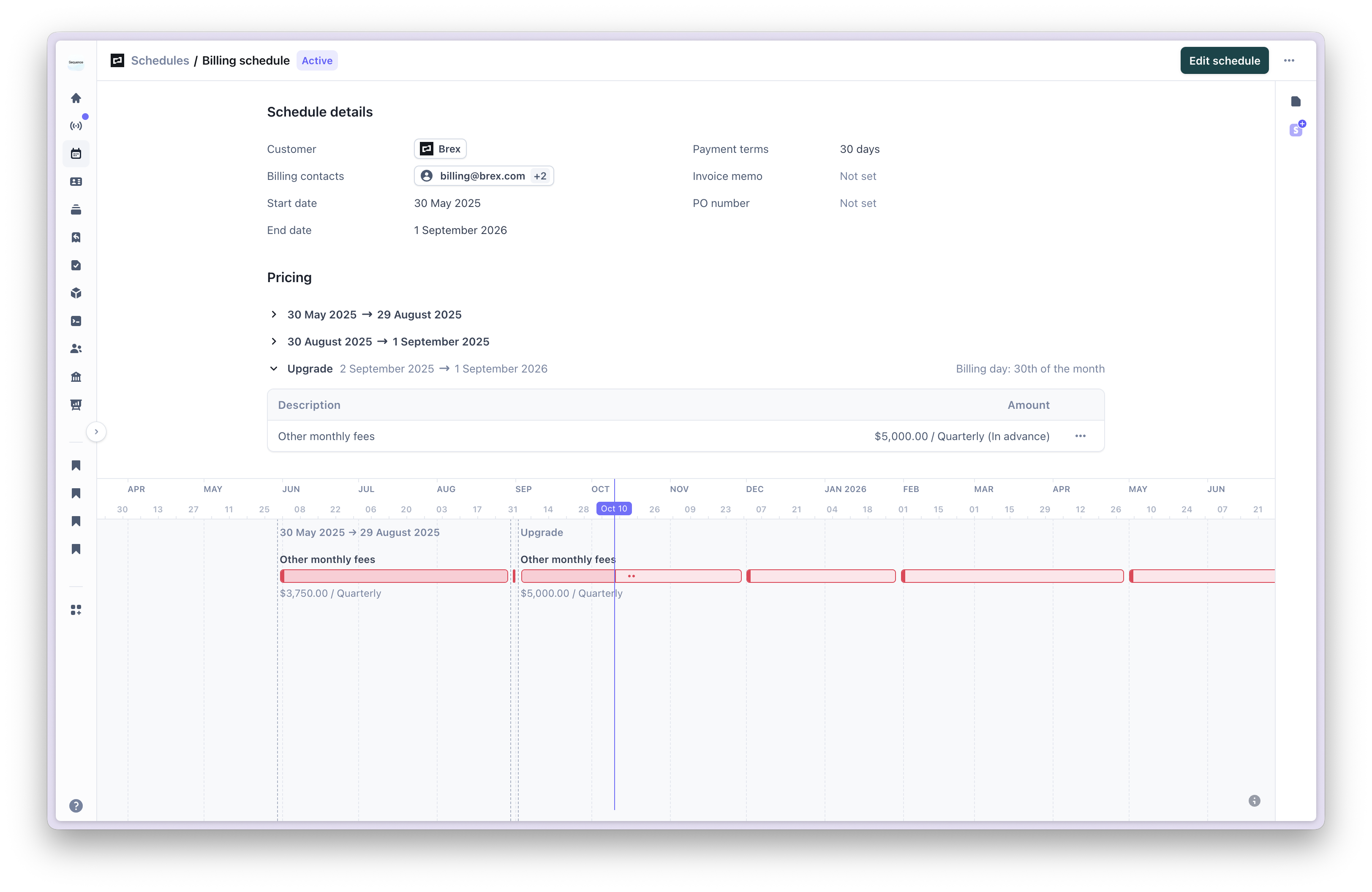 View schedule timeline