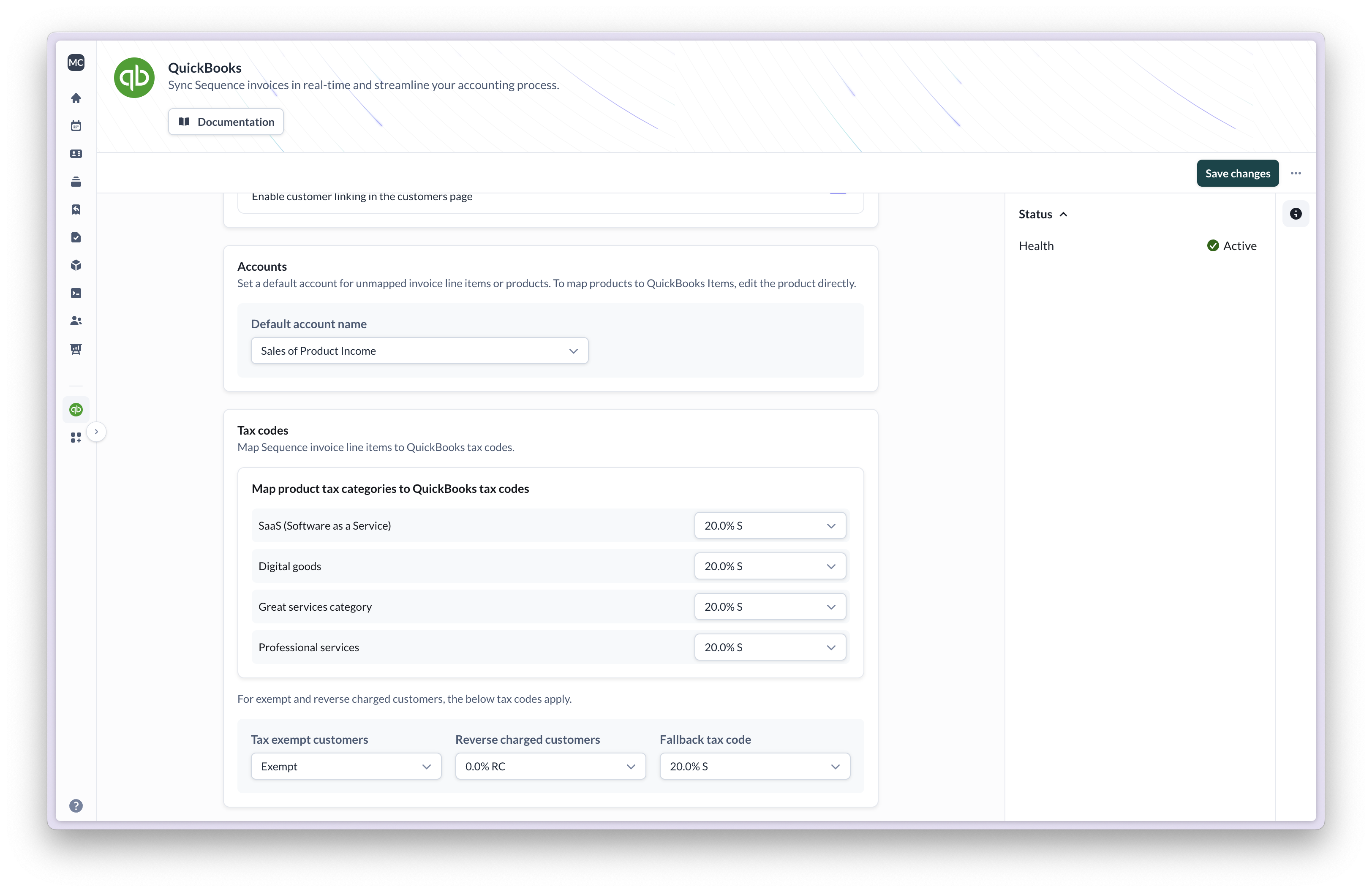 Integration settings