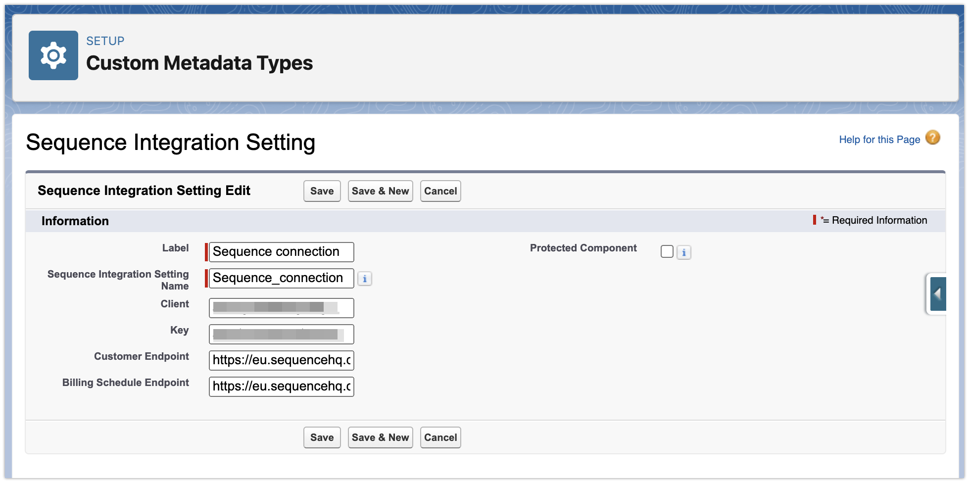 Add API credentials to Salesforce