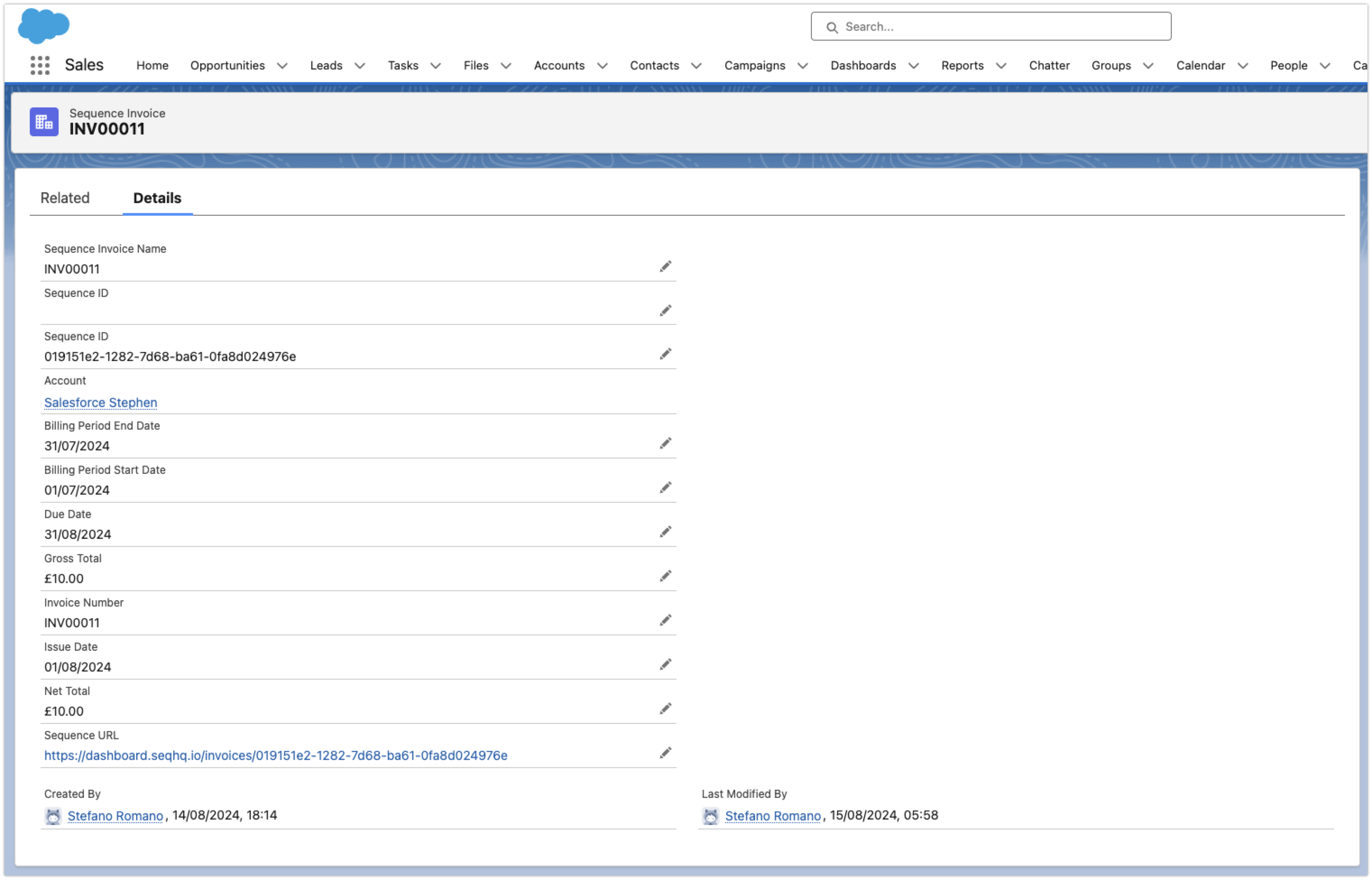 See invoices in Salesforce