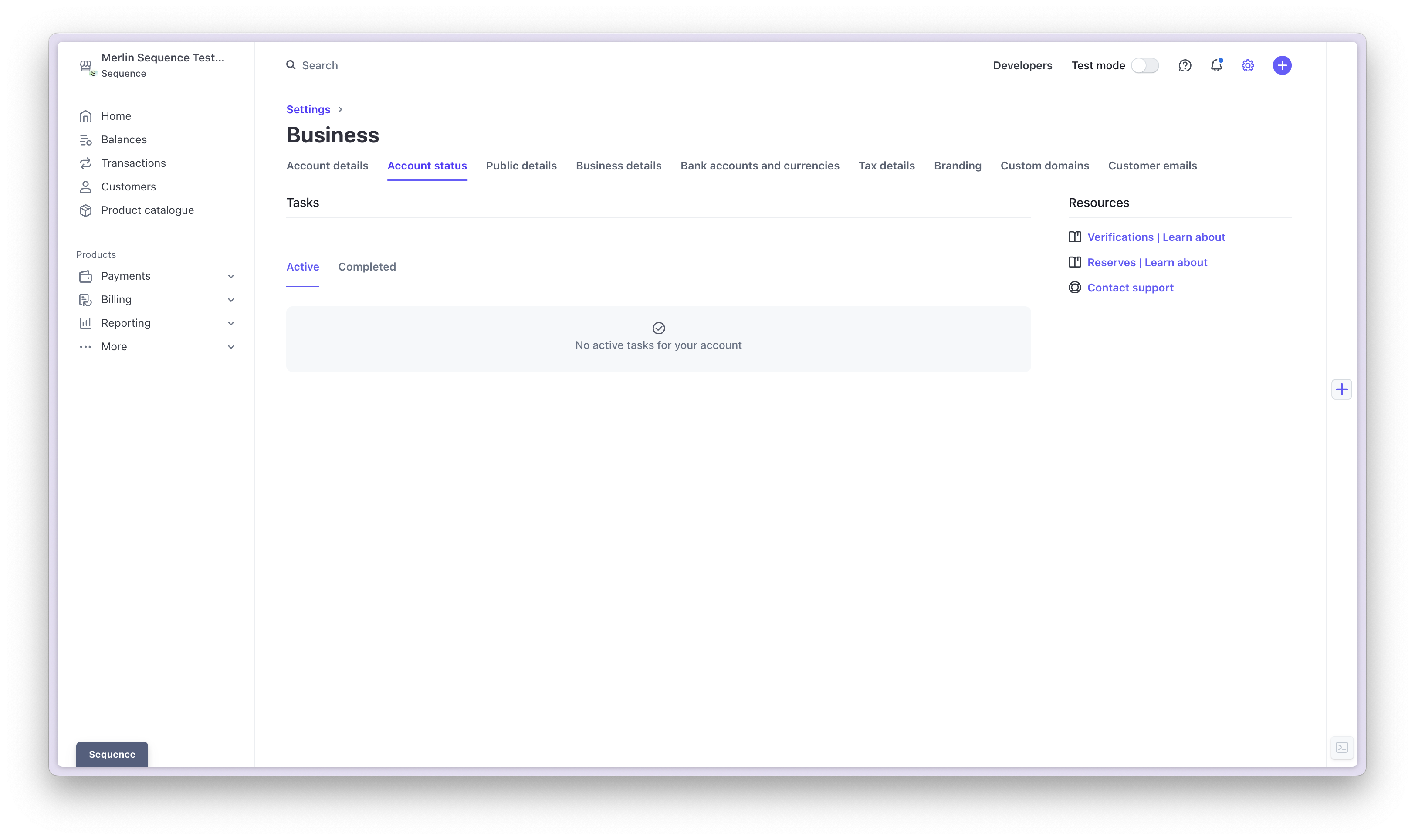 Stripe Account status