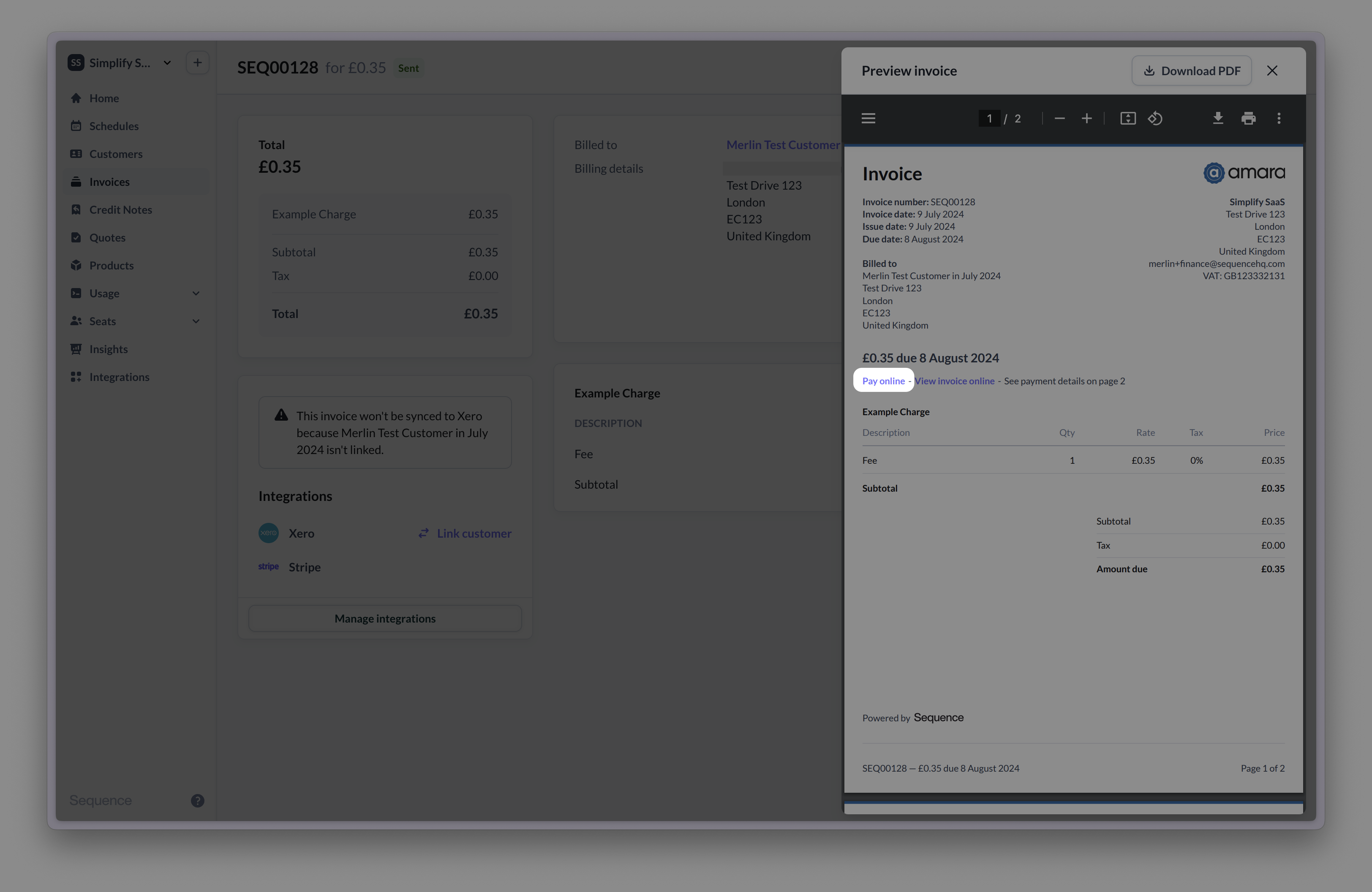 Payment link preview
