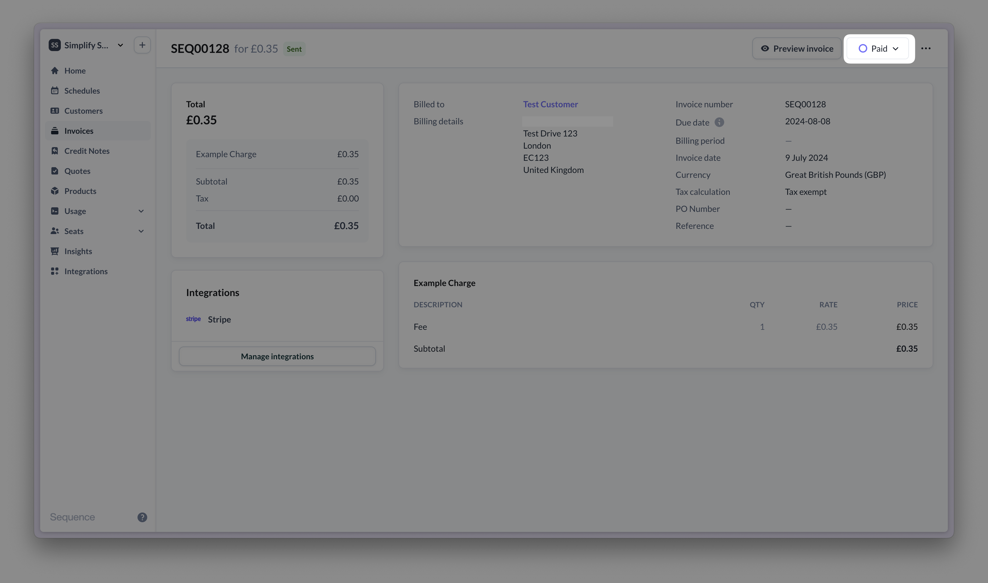 Invoice marked as paid