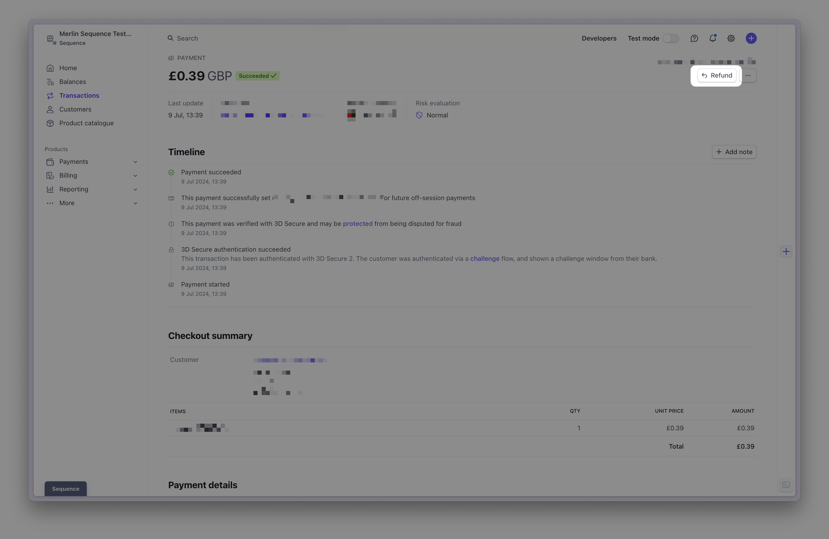 Refund payment in Stripe