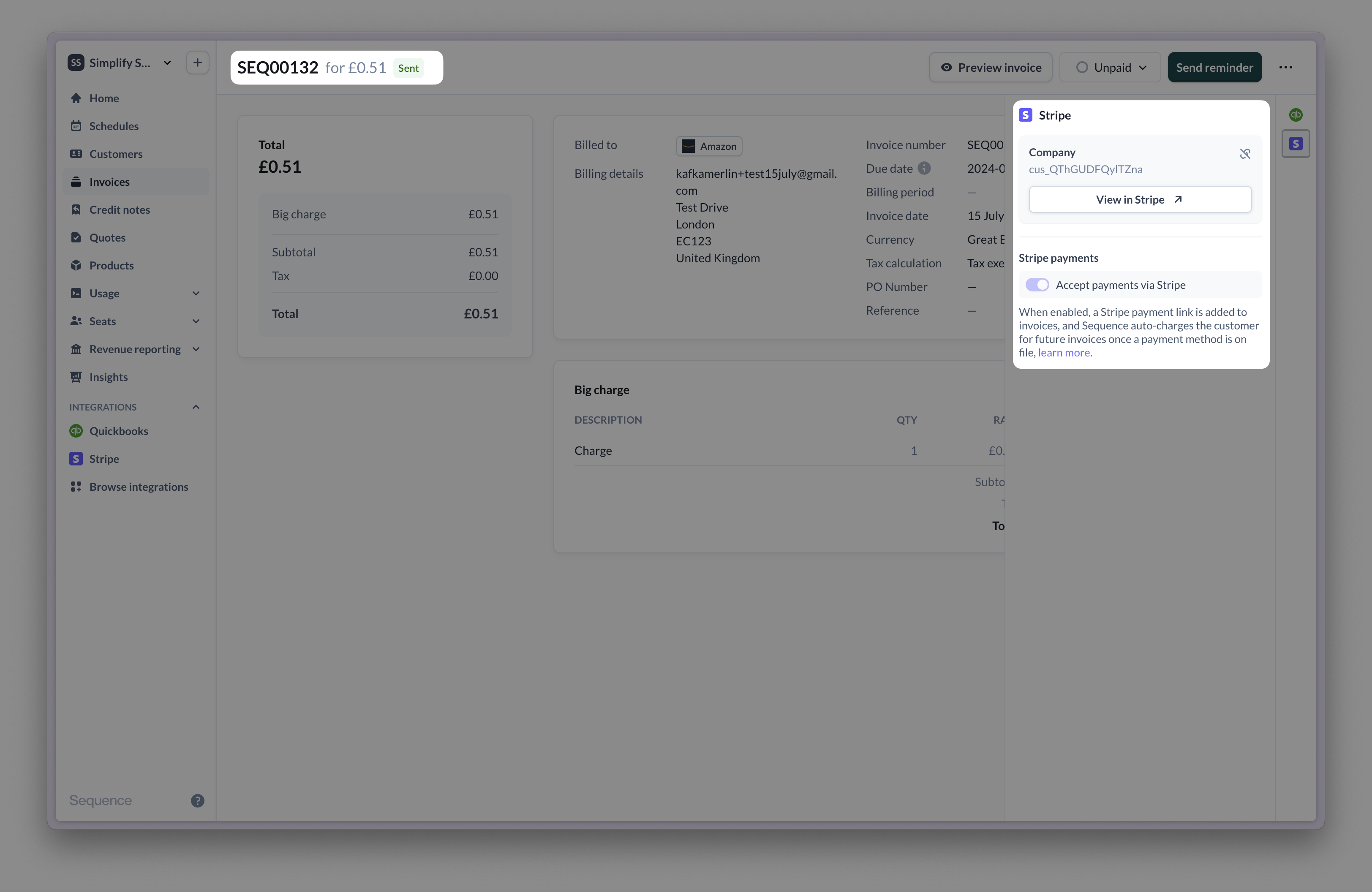 Add payment link to sent invoice