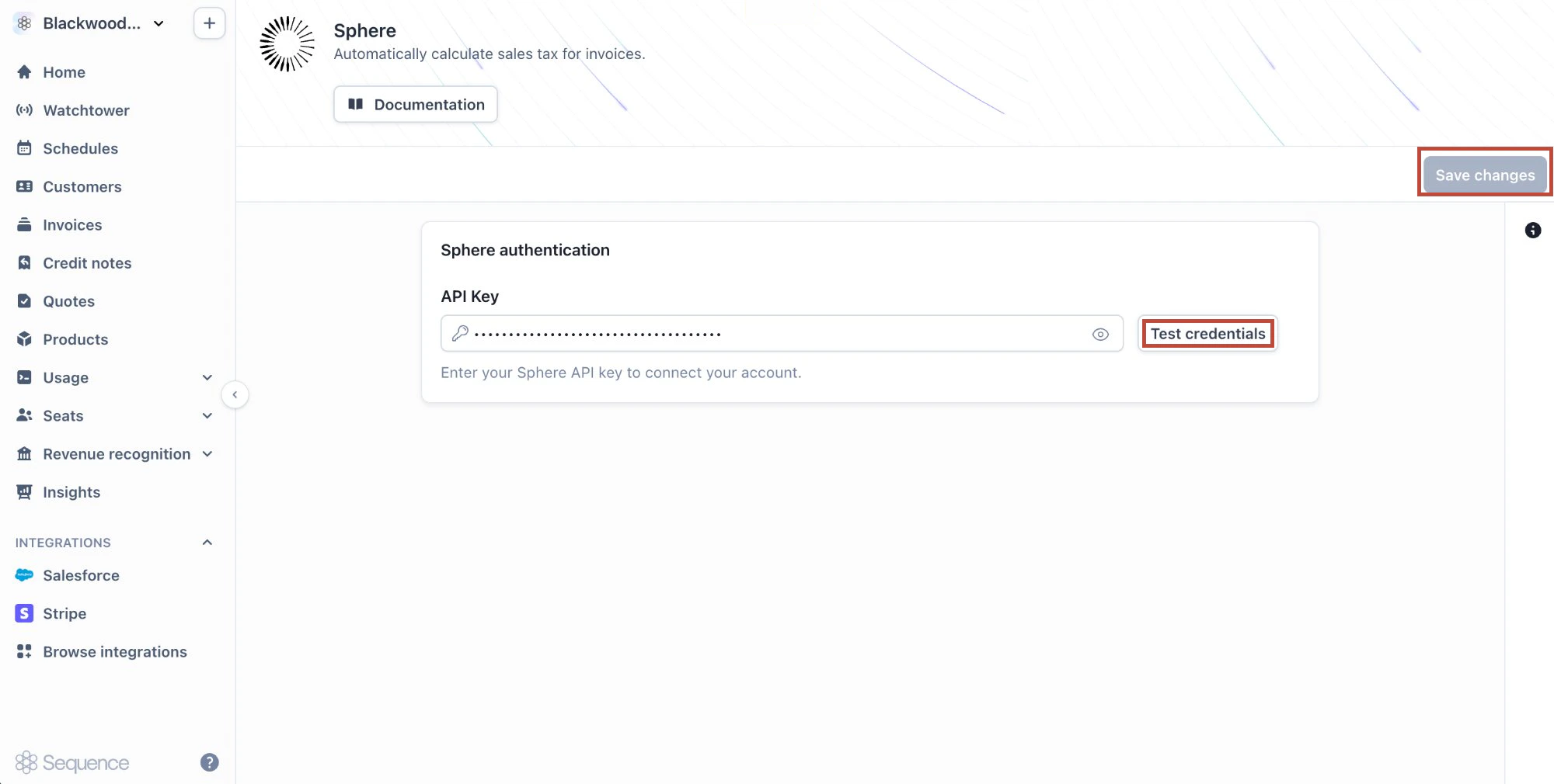 Enter Sphere API key