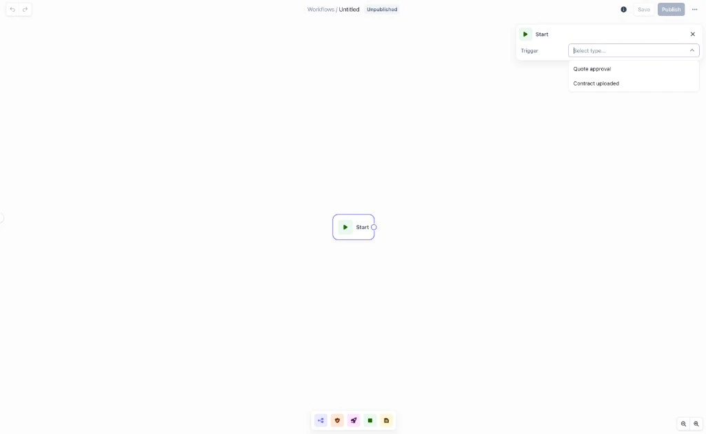 Start node with trigger selection